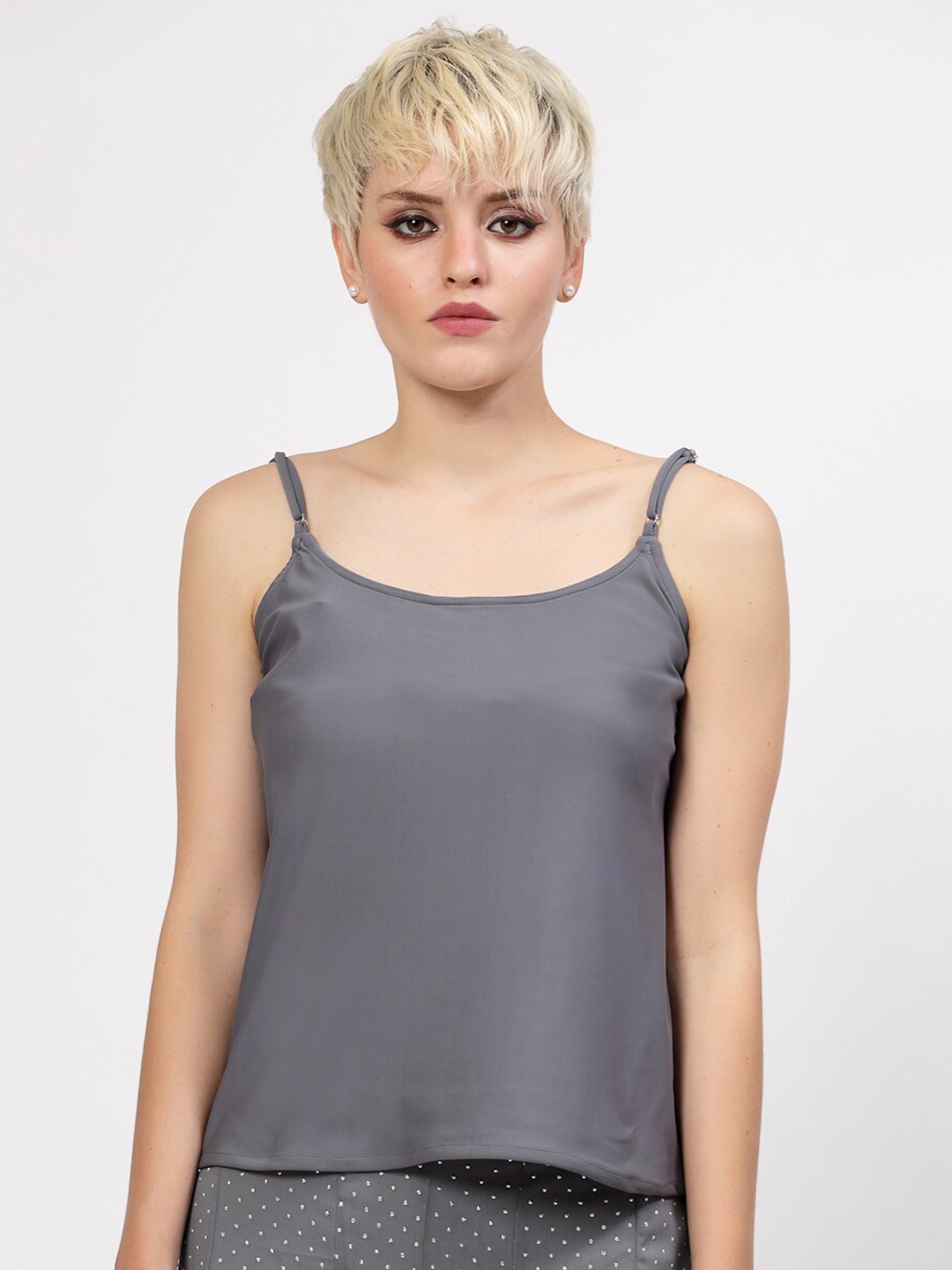 

LELA Shoulder Straps Non Padded Camisole, Grey