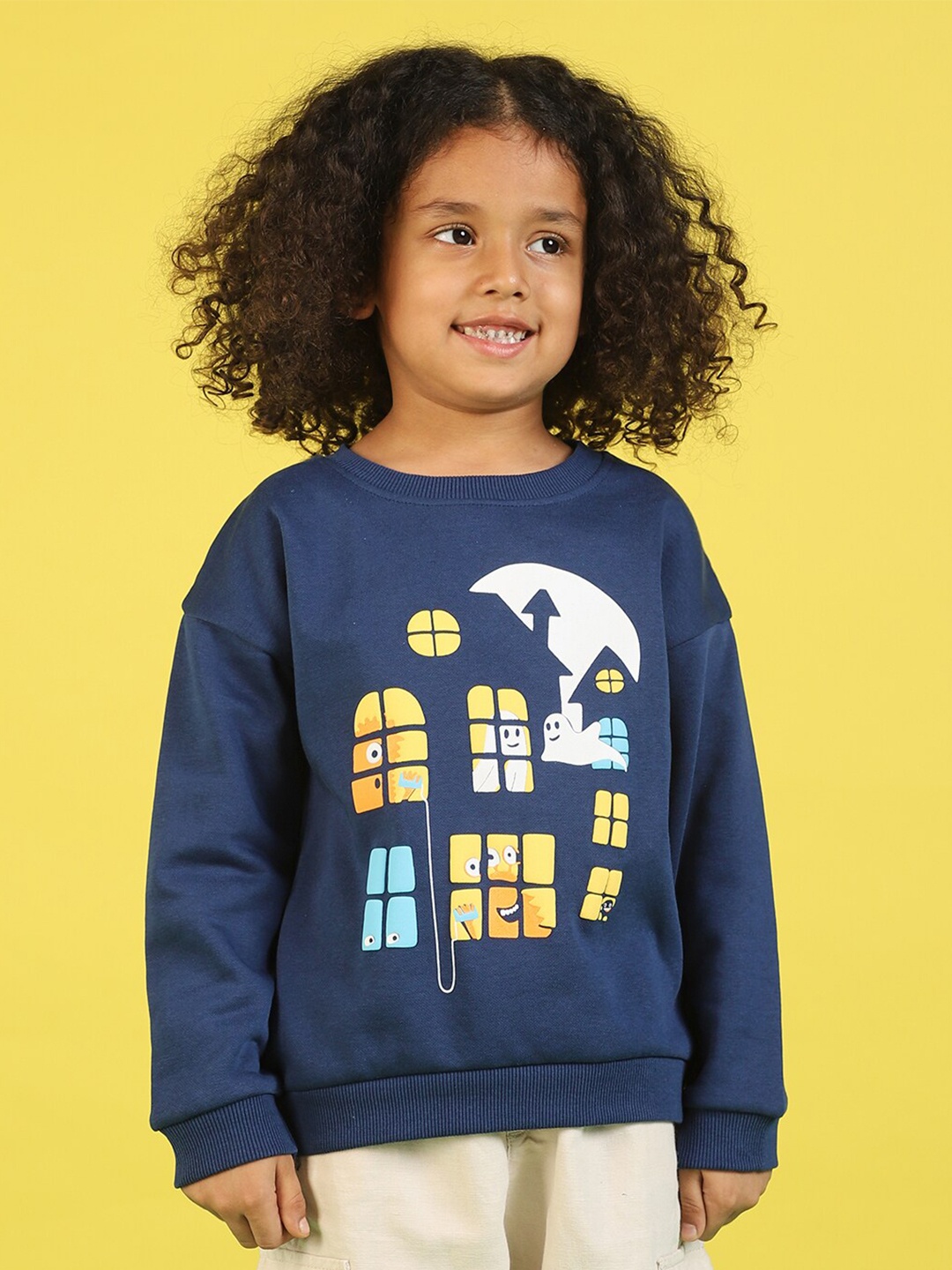

Nauti Nati Boys Conversational Printed Pullover, Navy blue