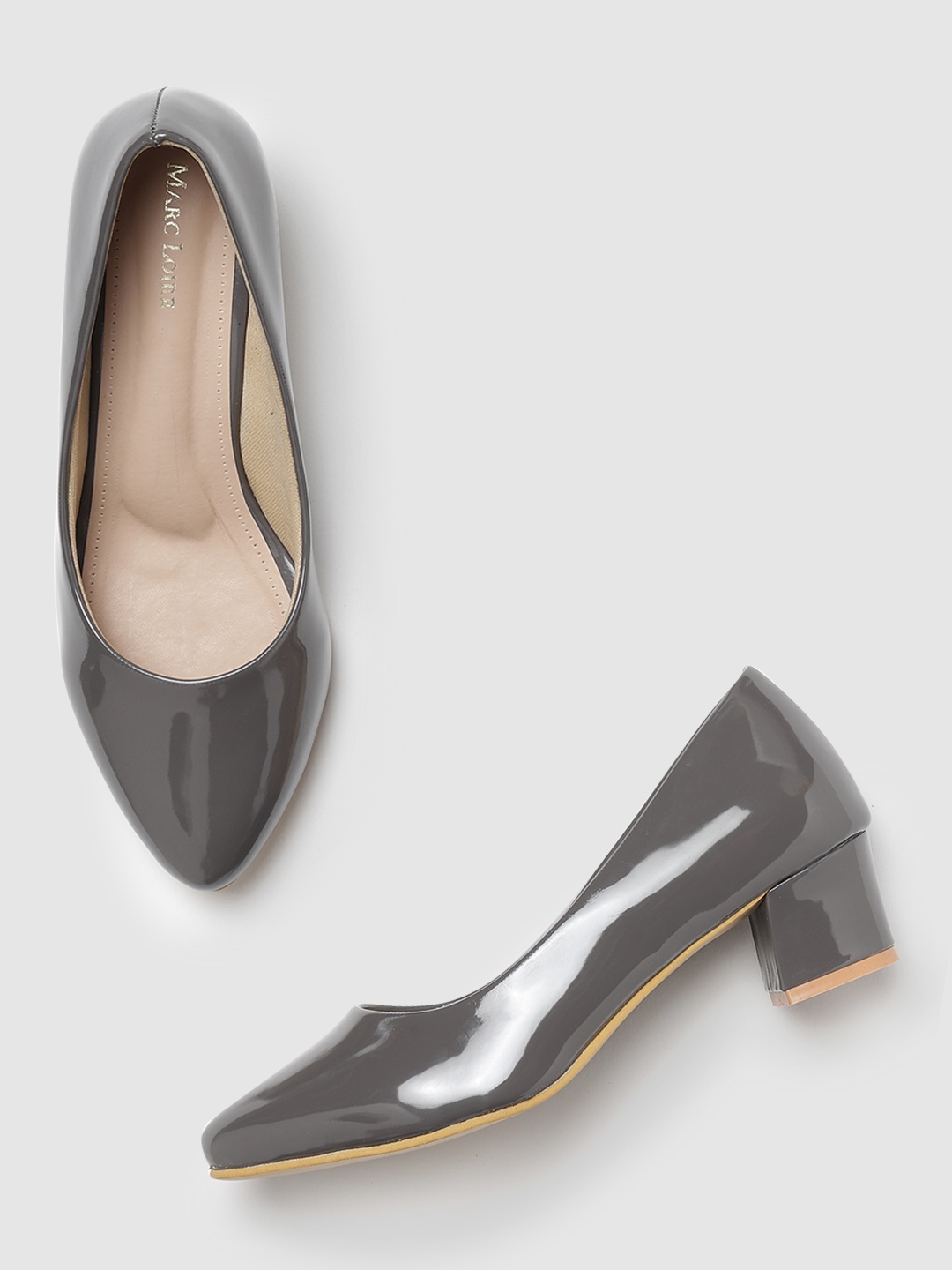 

Marc Loire Closed Back Block Pumps, Grey melange