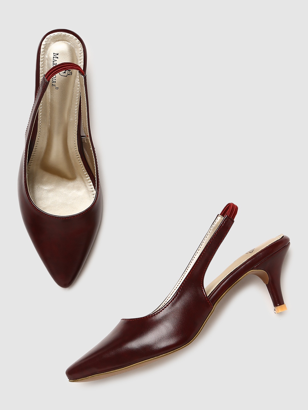 

Marc Loire Pointed Toe Kitten Slingback Heel Pumps, Maroon