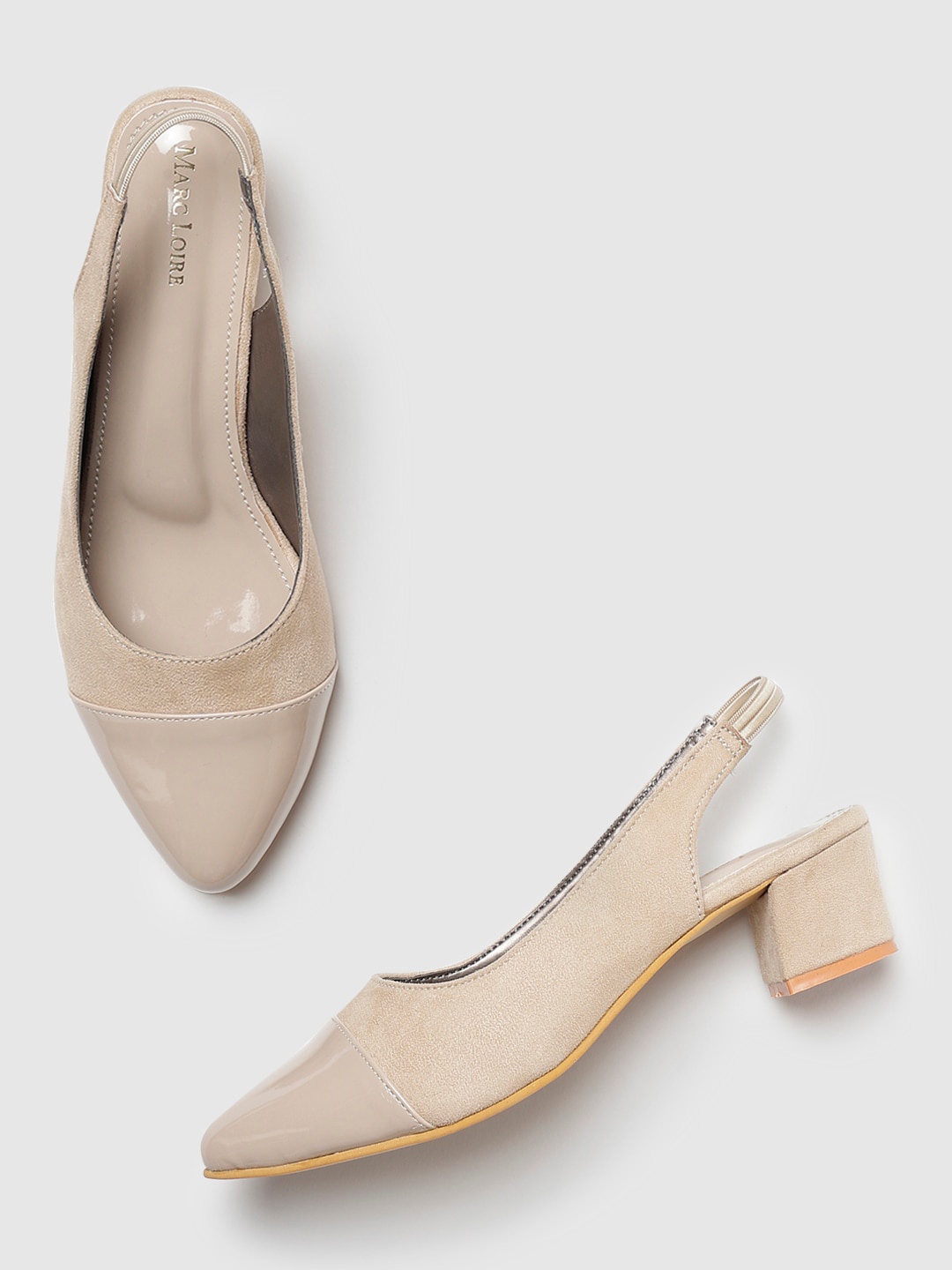 

Marc Loire Pointed Toe Block Heel Pumps, Cream