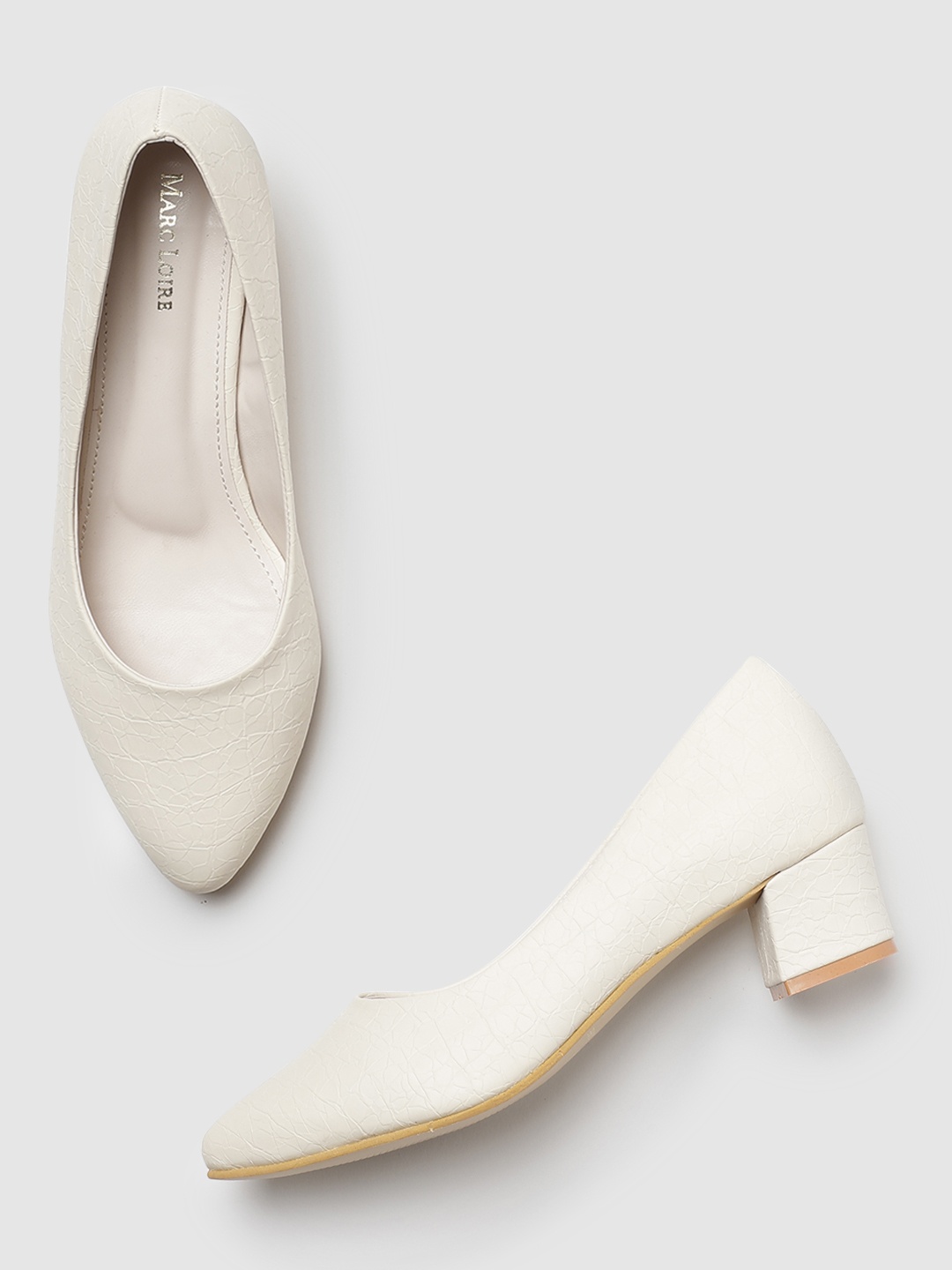 

Marc Loire Pointed Toe Block Heel Pumps, Cream
