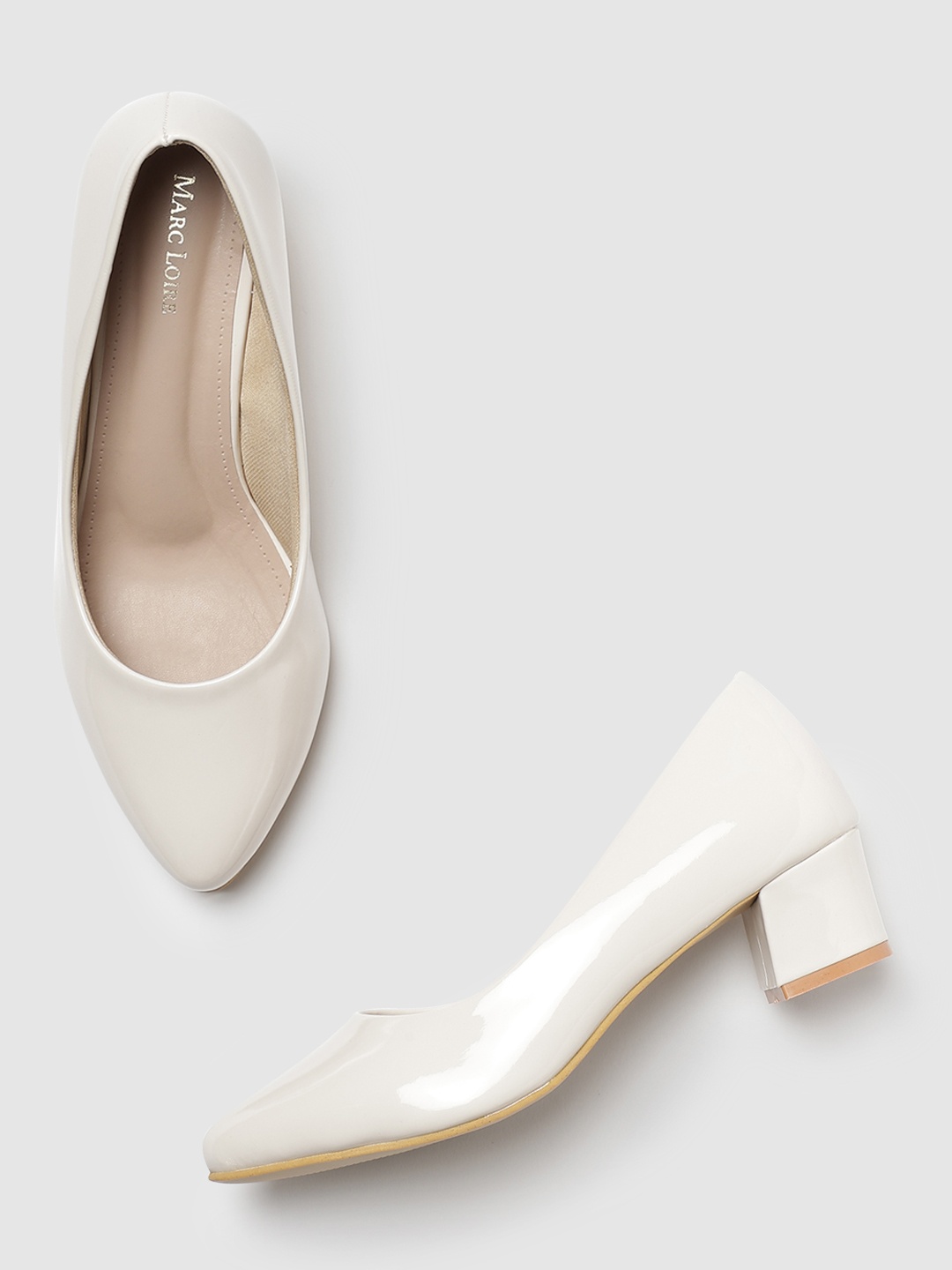 

Marc Loire Pointed Toe Block Heel Pumps, Cream