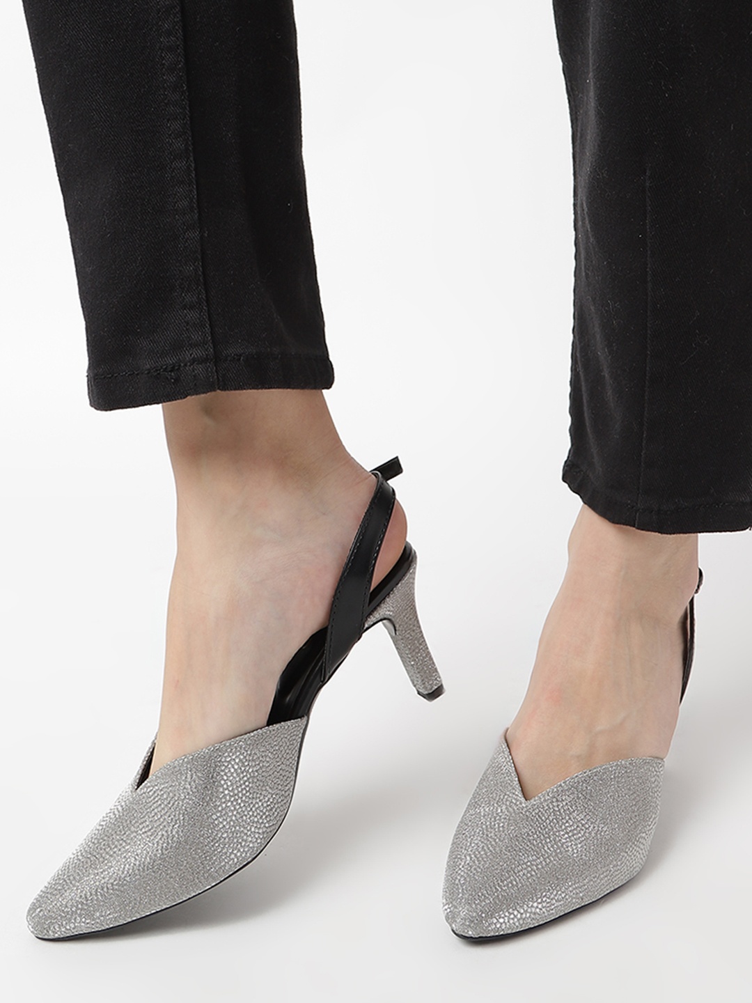 

Marc Loire Embellished Party Slim Pumps With Backstrap, Grey