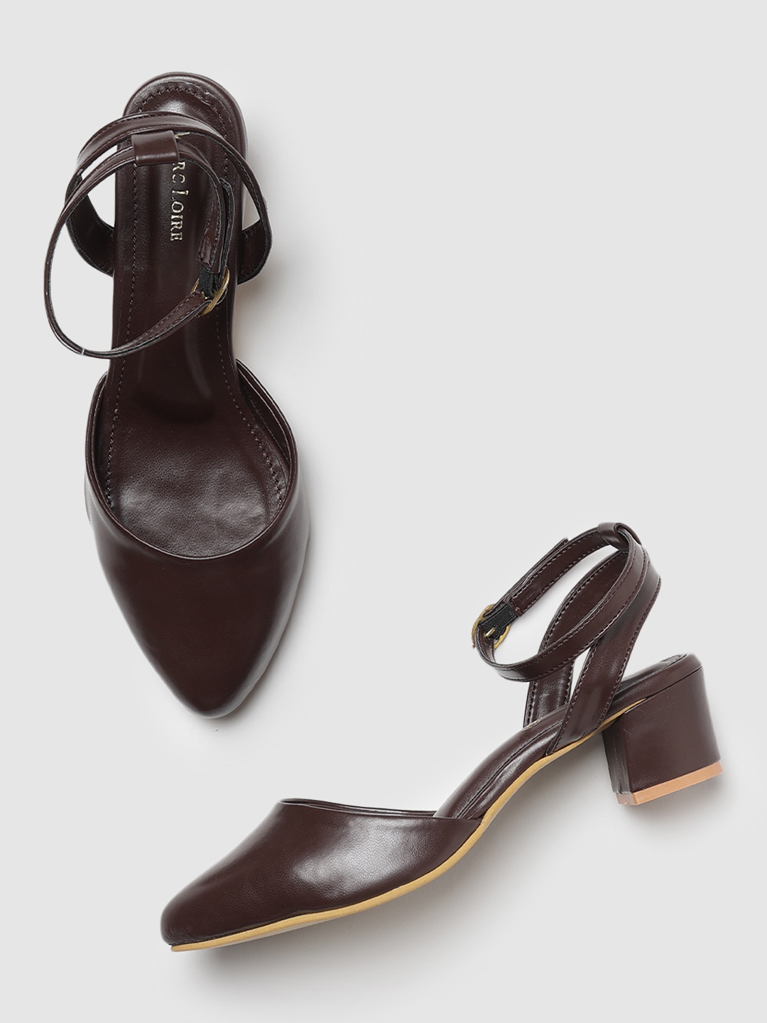 

Marc Loire Pointed Toe Block Pumps, Brown