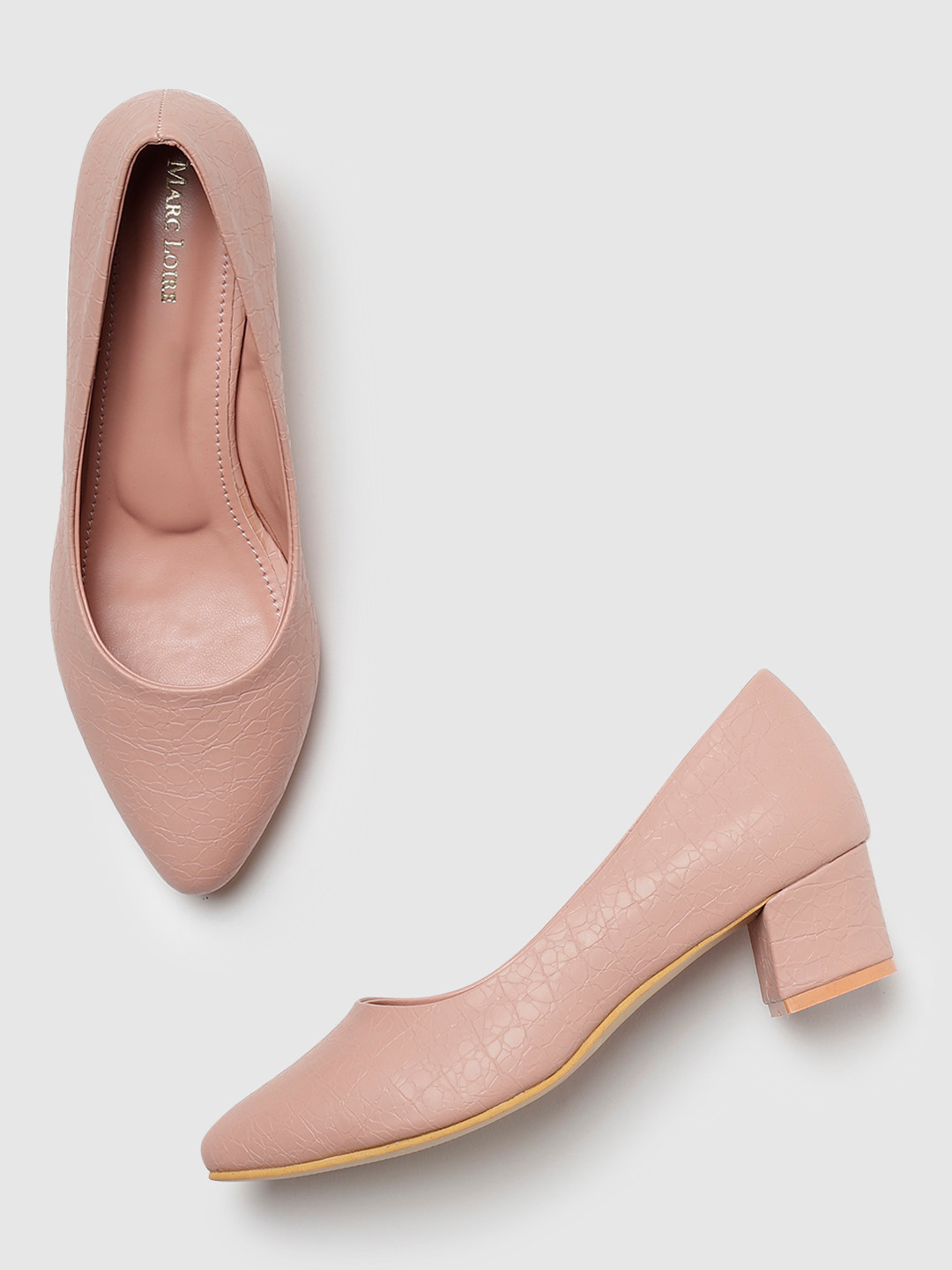 

Marc Loire Pointed Toe Block Pumps, Nude