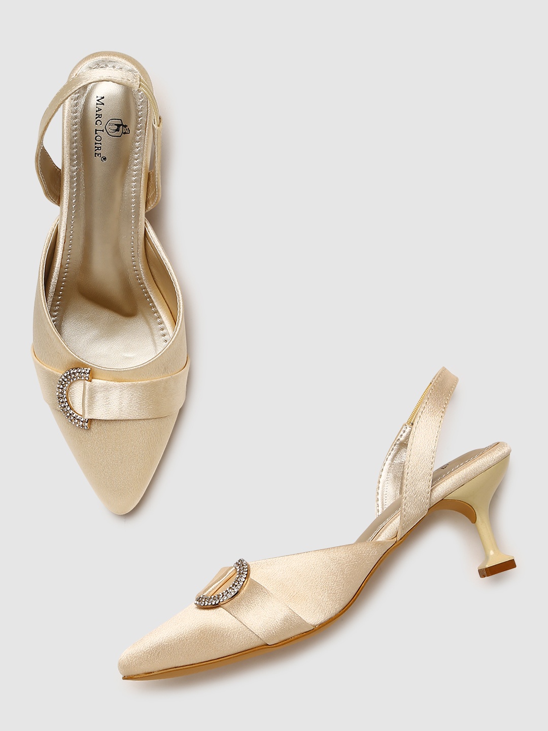 

Marc Loire Buckle Detail Kitten Heel Pumps, Gold