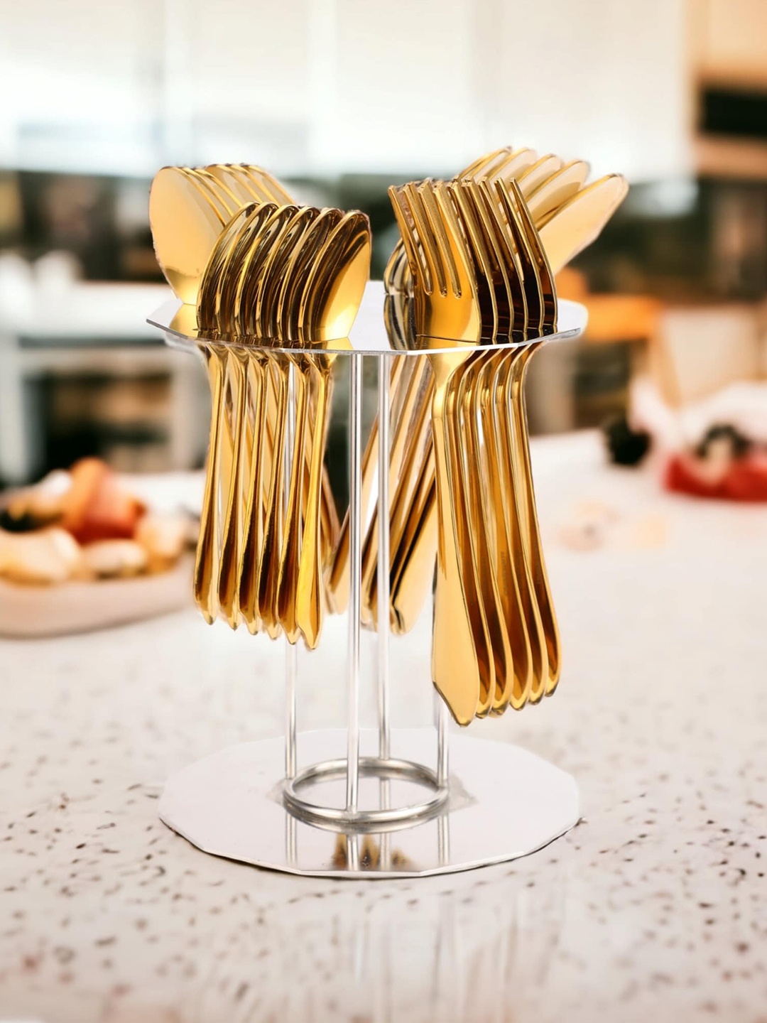 

FNS Palma Gold Toned 24 Pieces Stainless Steel Cutlery Set With Stand