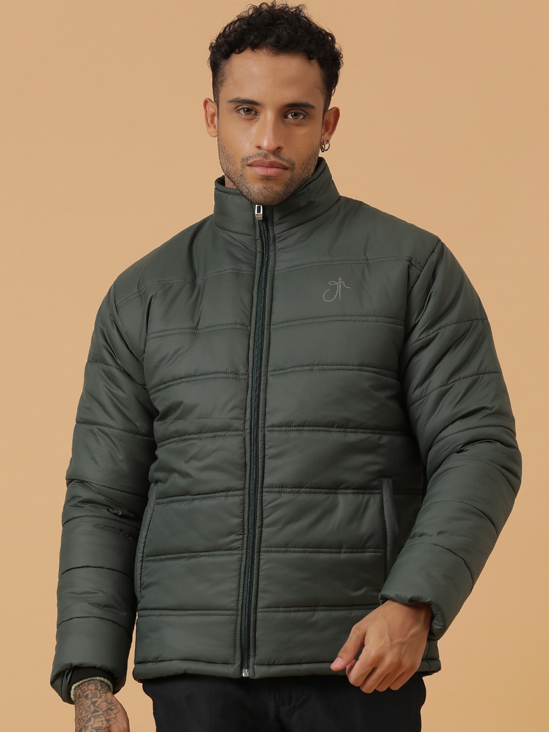 

JAVINISHKA Lightweight Mock Collar Puffer Jacket, Green