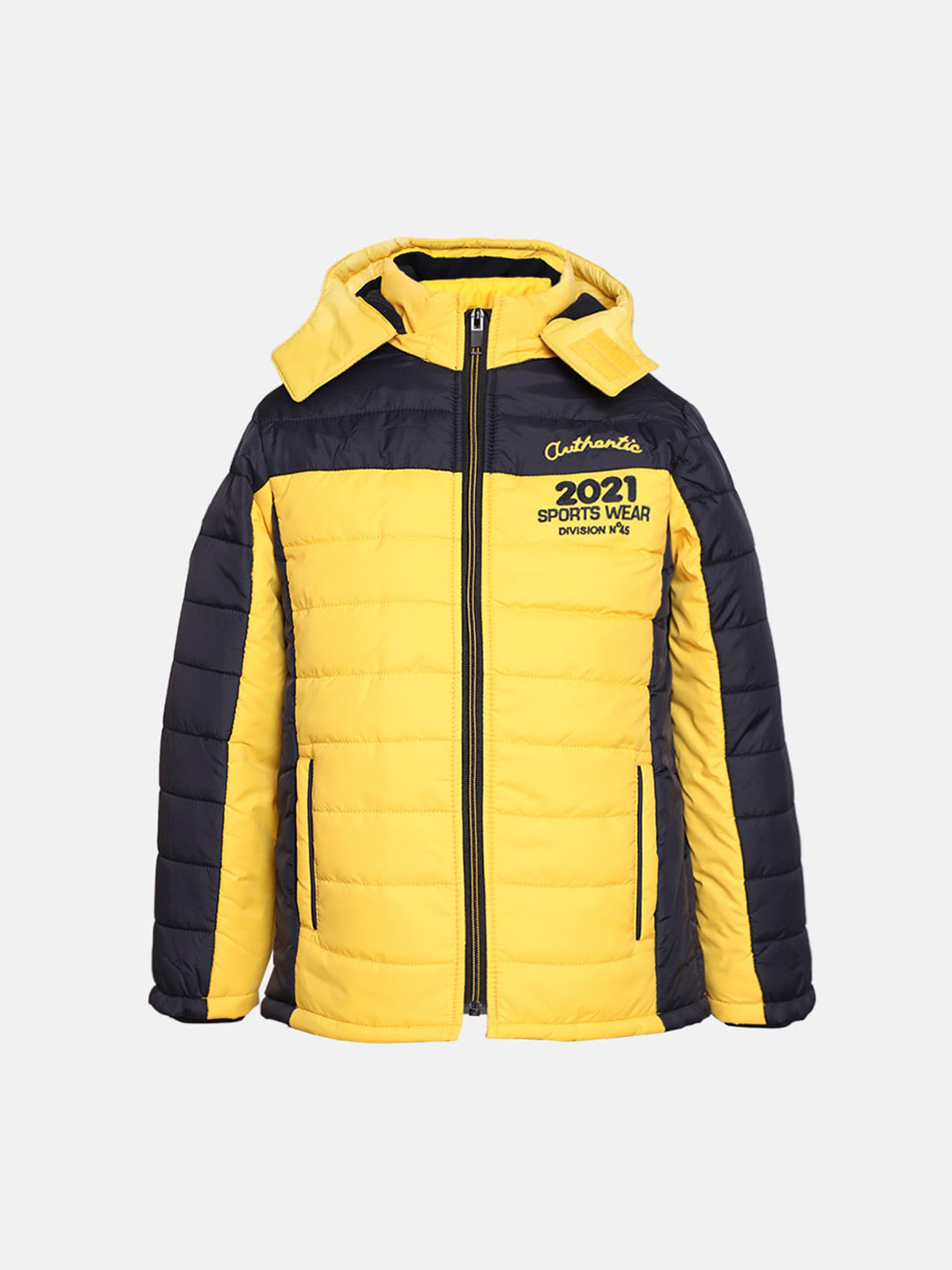 

CHKOKKO Boys Colourblocked Hooded Winter Padded Jacket, Yellow