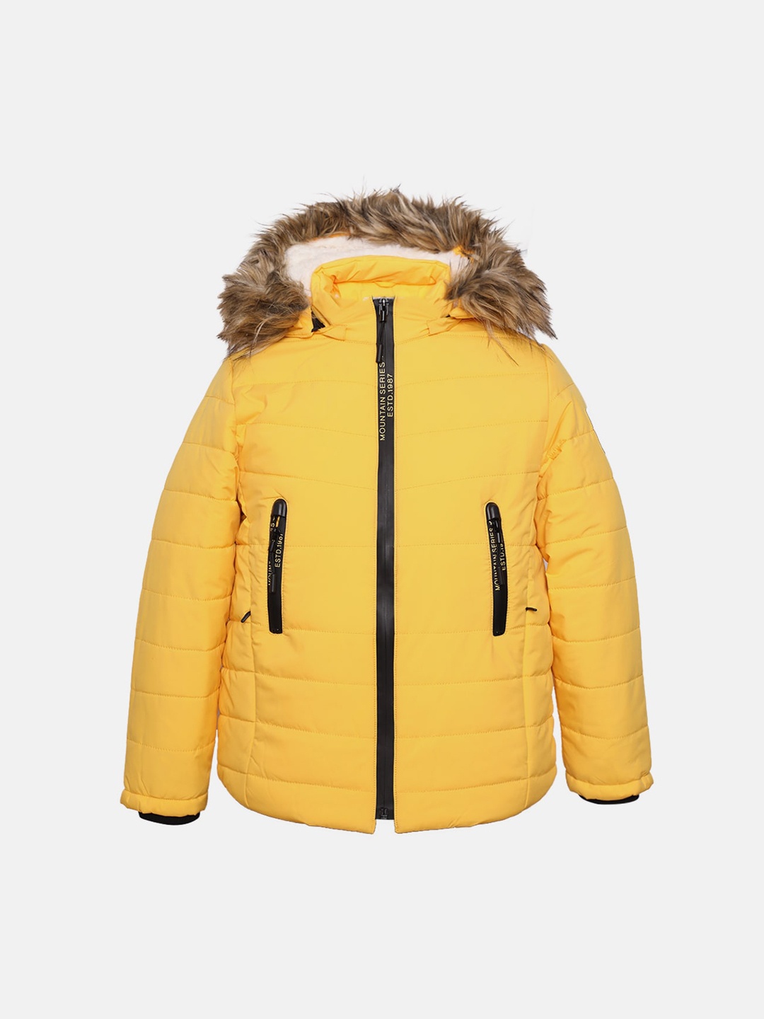 

CHKOKKO Boys Hooded Faux Fur Trim Winter Parka Jacket, Yellow