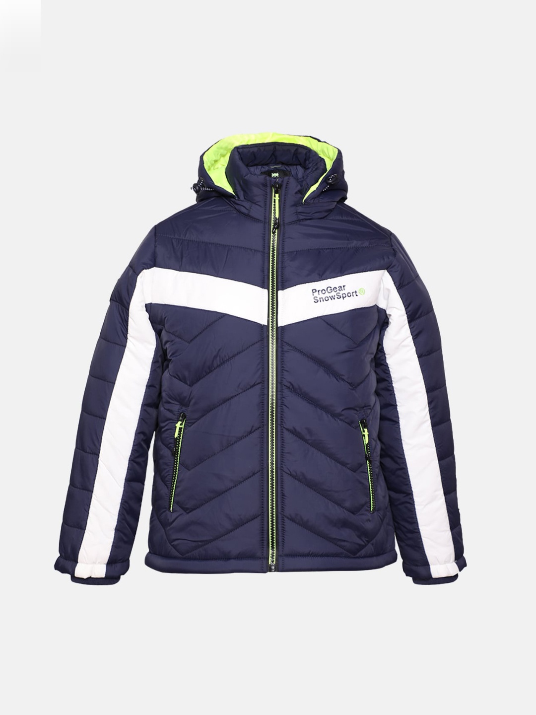 

CHKOKKO Boys Colourblocked Hooded Puffer Jacket, Navy blue