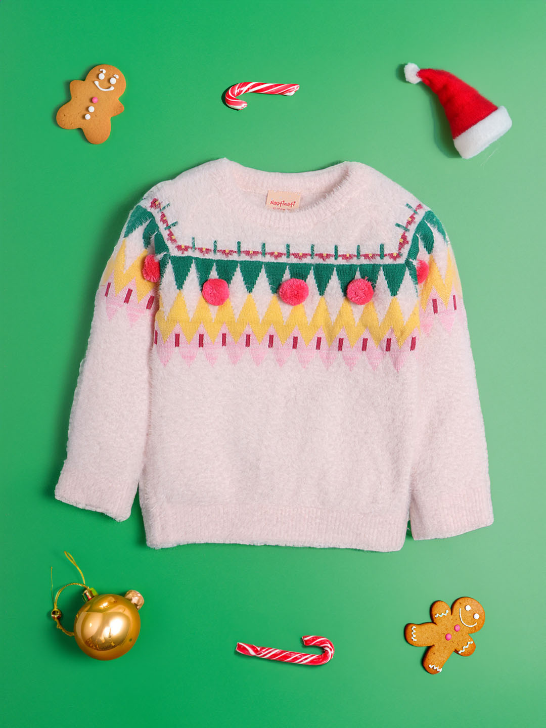 

Nauti Nati Girls Self Design Fuzzy Acrylic Pullover, White