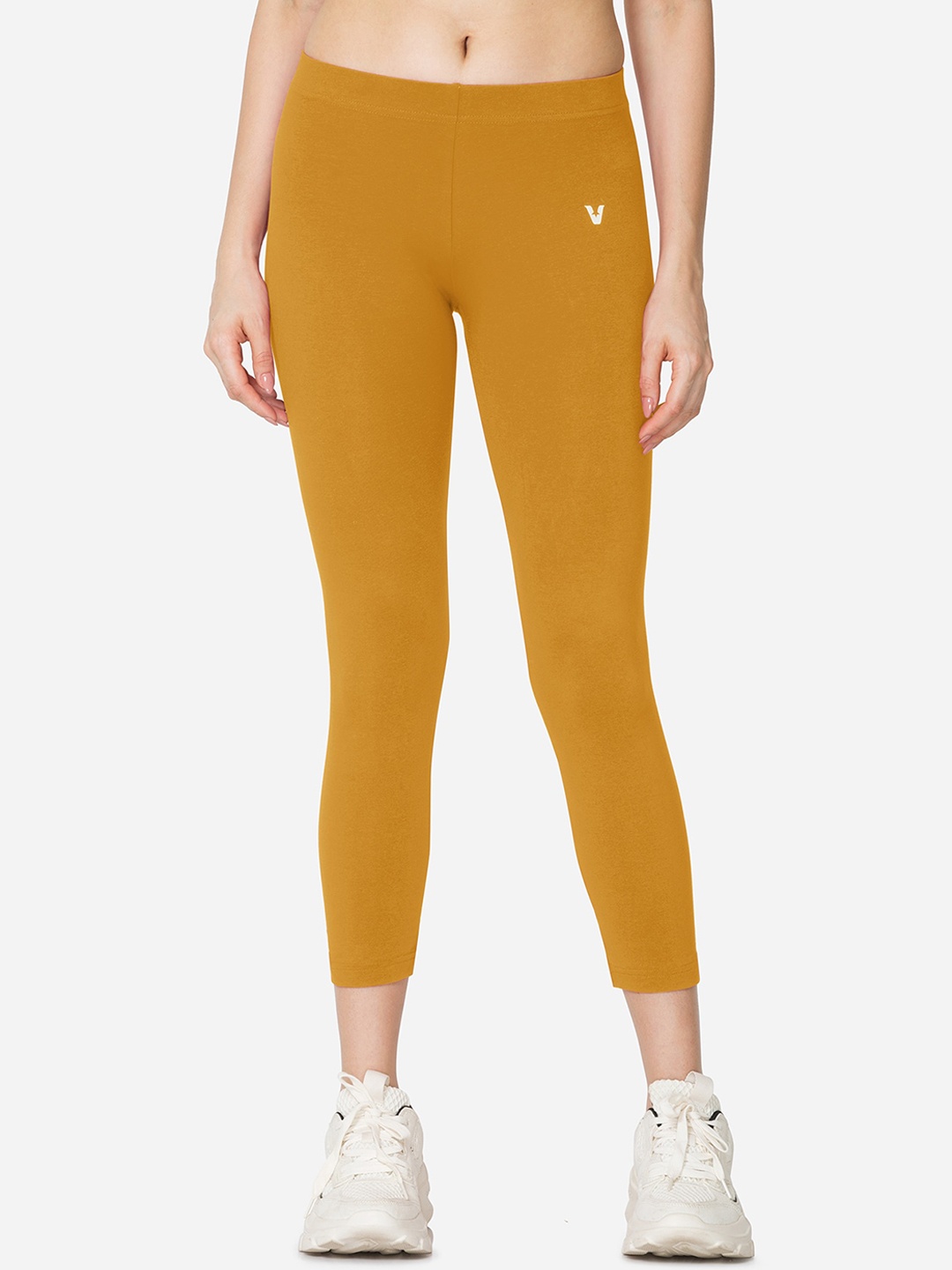 

VSTAR Women Skinny Fit Stretchable Cropped Tights, Mustard