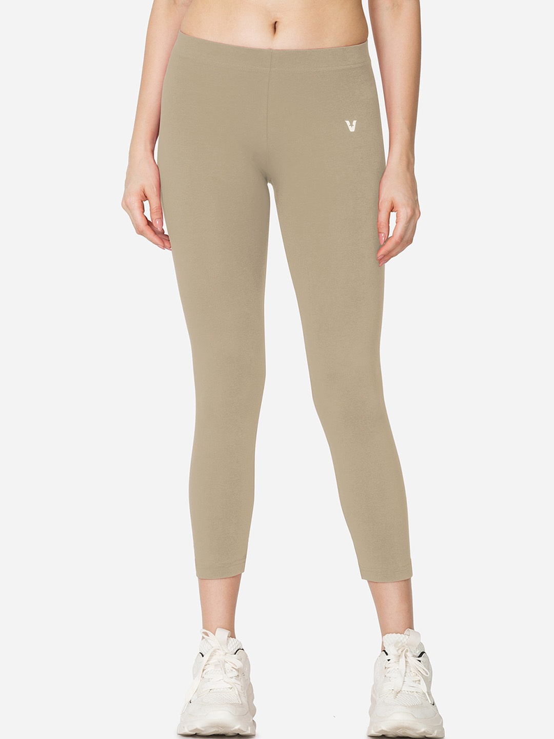 

VSTAR Skinny Fit Stretchable Cropped Tights, Beige