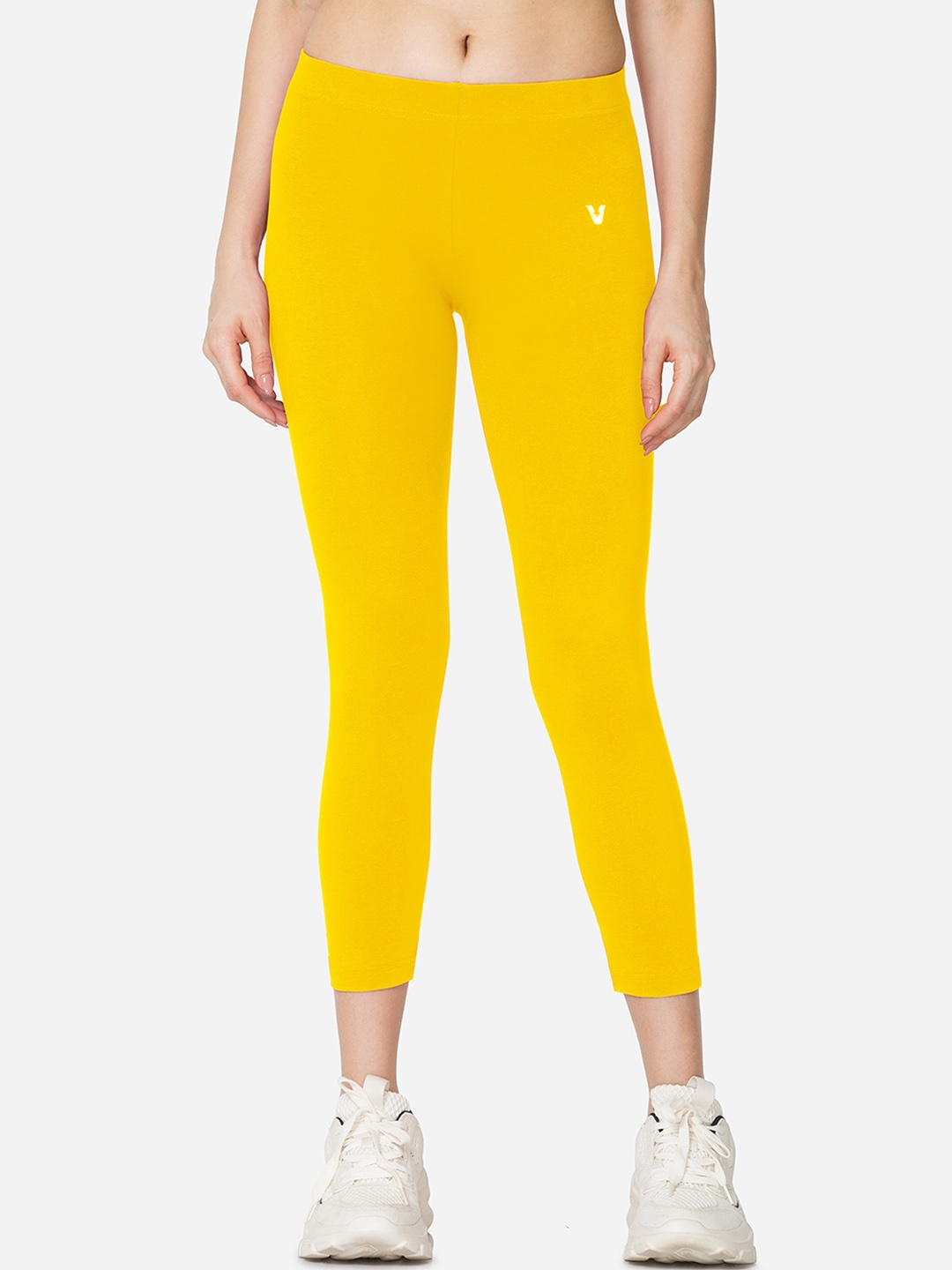

VSTAR Skinny Fit Stretchable Cropped Tights, Yellow