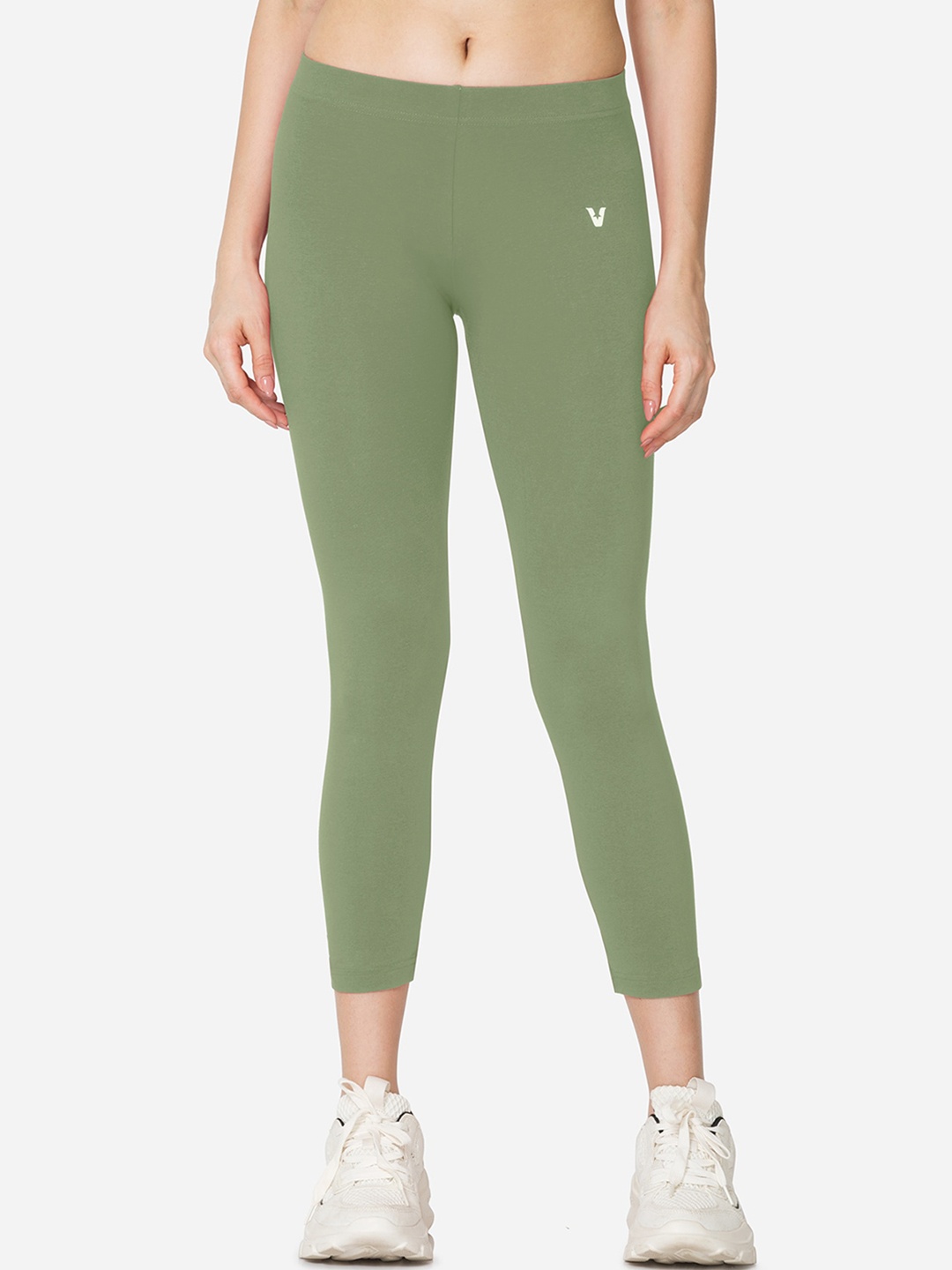 

VSTAR Skinny Fit Stretchable Cropped Tights, Green