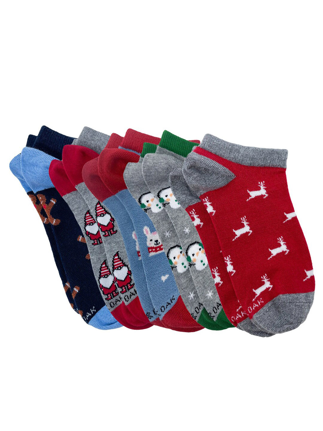 

Mint & Oak Women Pack Of 5 Patterned Ankle Length Socks, Grey