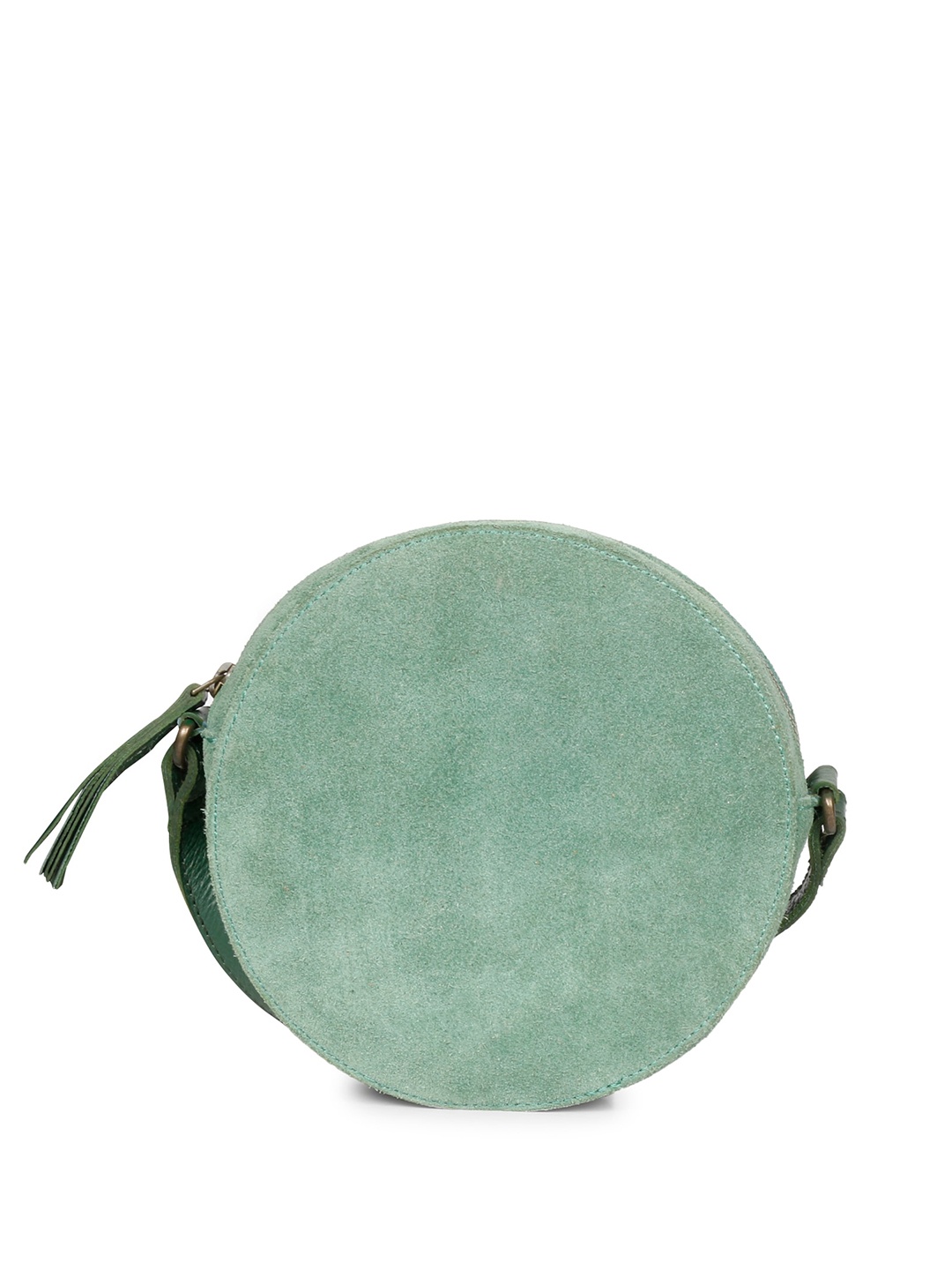 

Saint G Green Leather Swagger Sling Bag with Tasselled