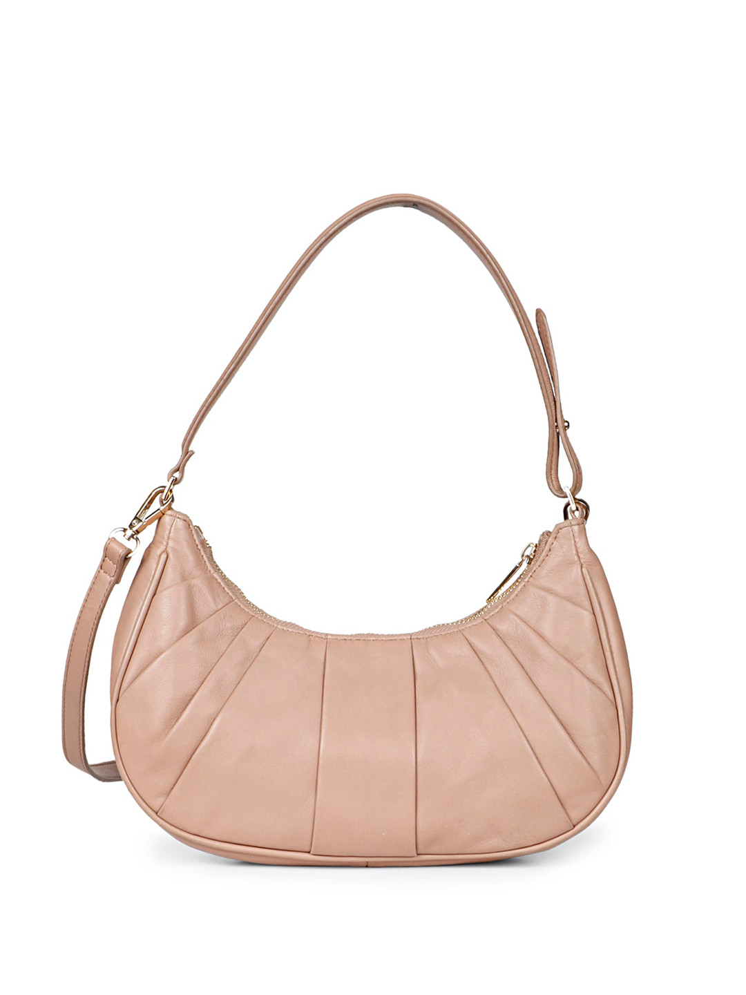 

Favore Textured Leather Half Moon Handheld Bag, Peach