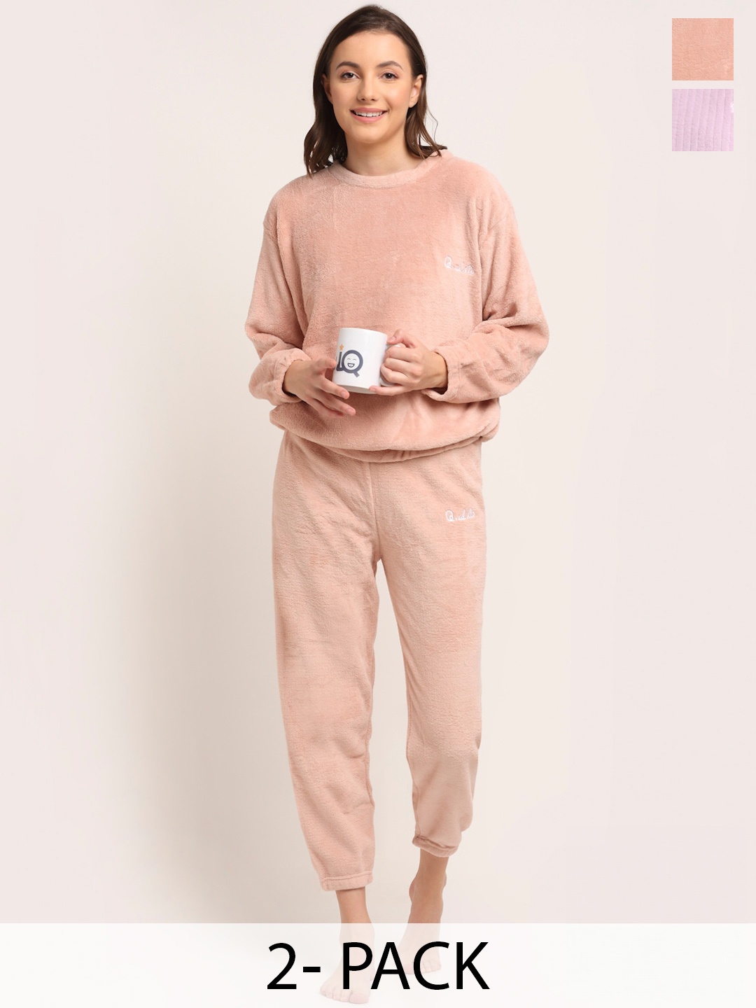 

TAG 7 Pack Of 2 T-shirt With Pyjamas Night suits, Peach