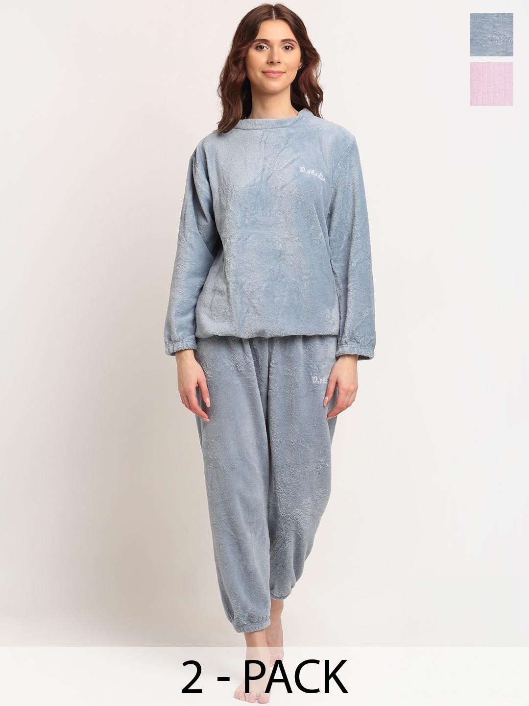 

TAG 7 Pack Of 2 Round Neck Long Sleeve Night suits, Lavender