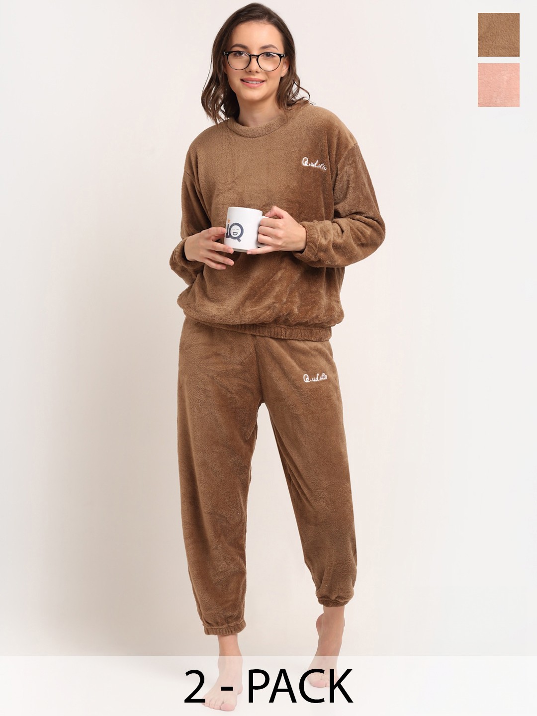 

TAG 7 Pack Of 2 Round Neck Night Suit, Brown