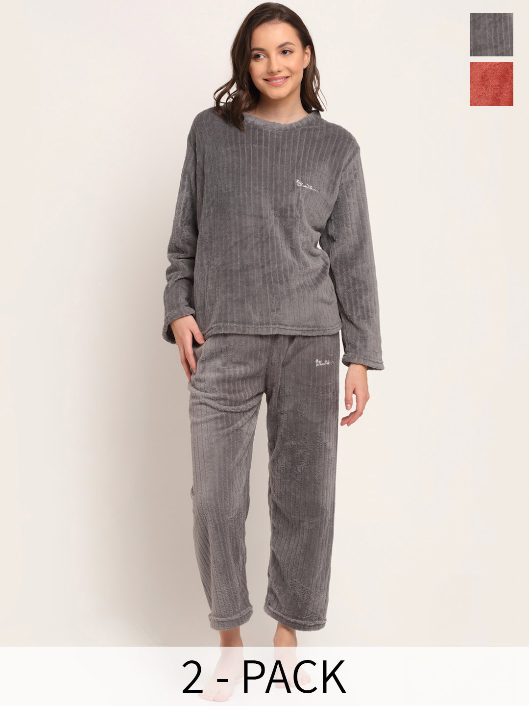 

TAG 7 Pack of 2 Round Neck Night suit, Grey