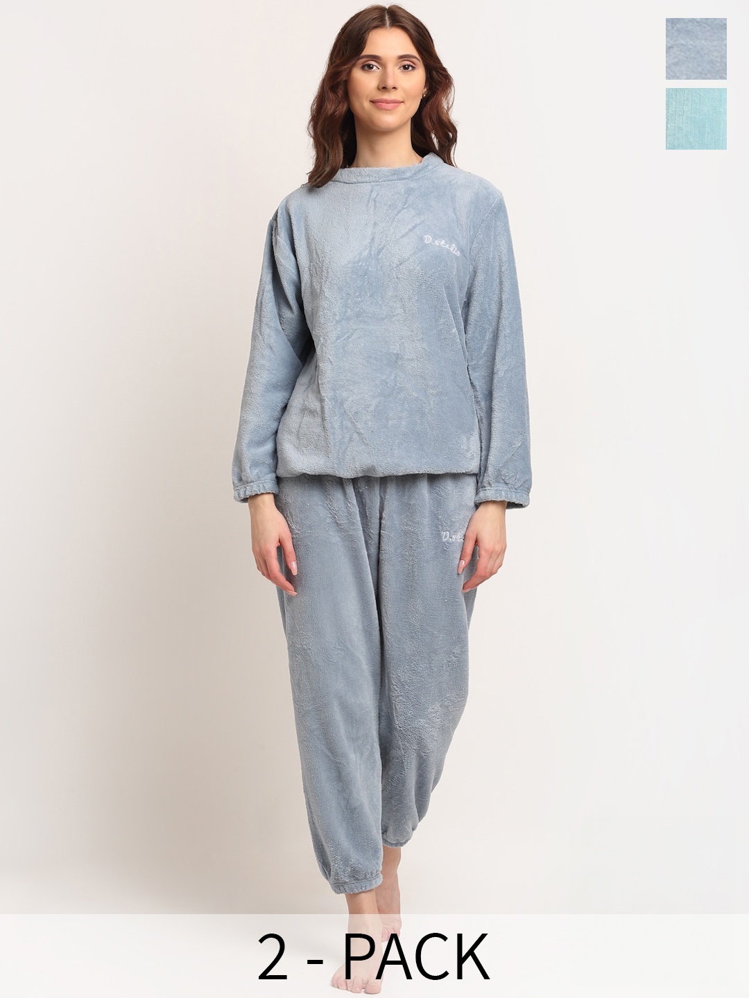 

TAG 7 Pack of 2 Round Neck Night suit, Blue