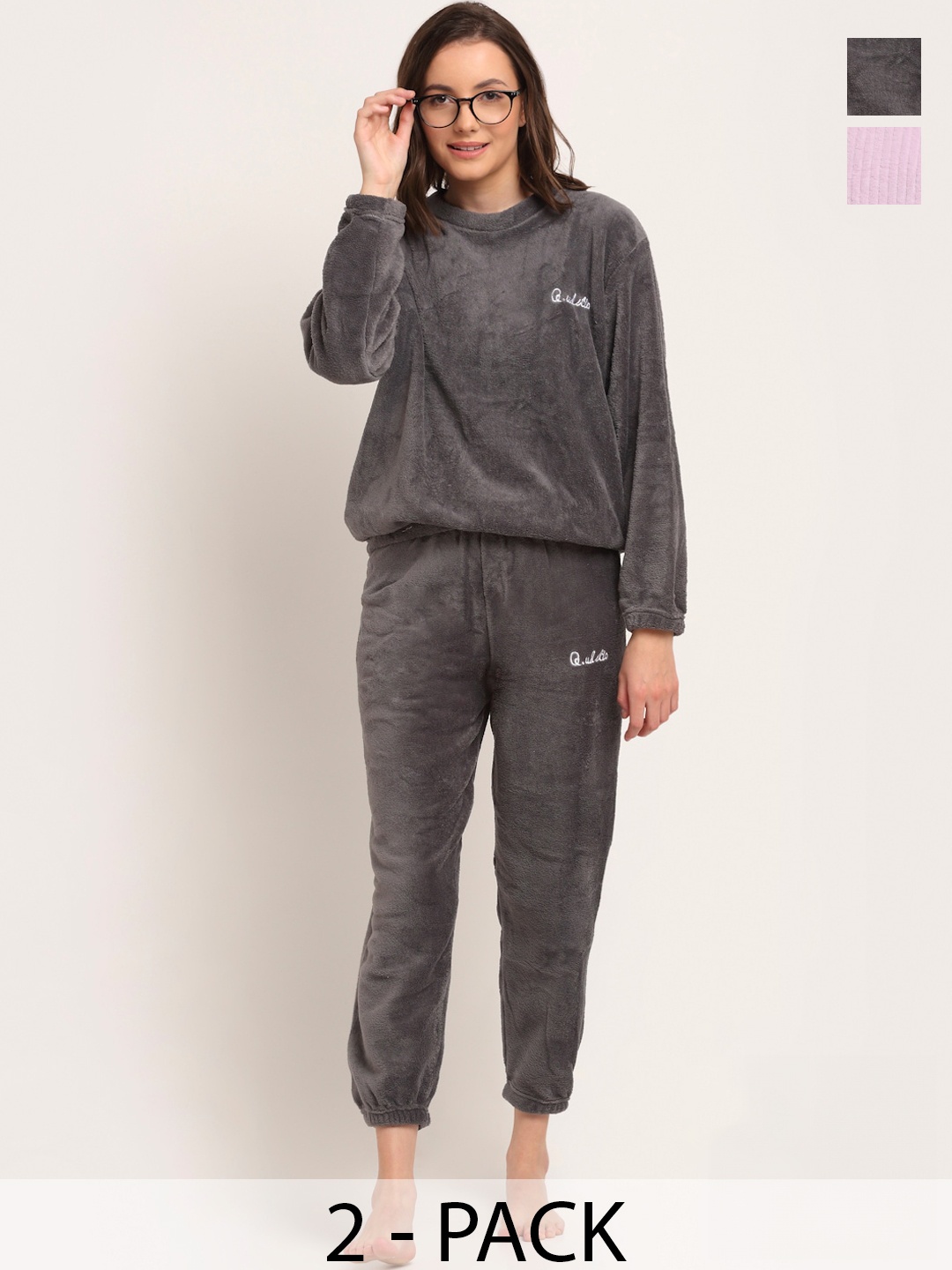 

TAG 7 Pack of 2 Round Neck Night suit, Grey