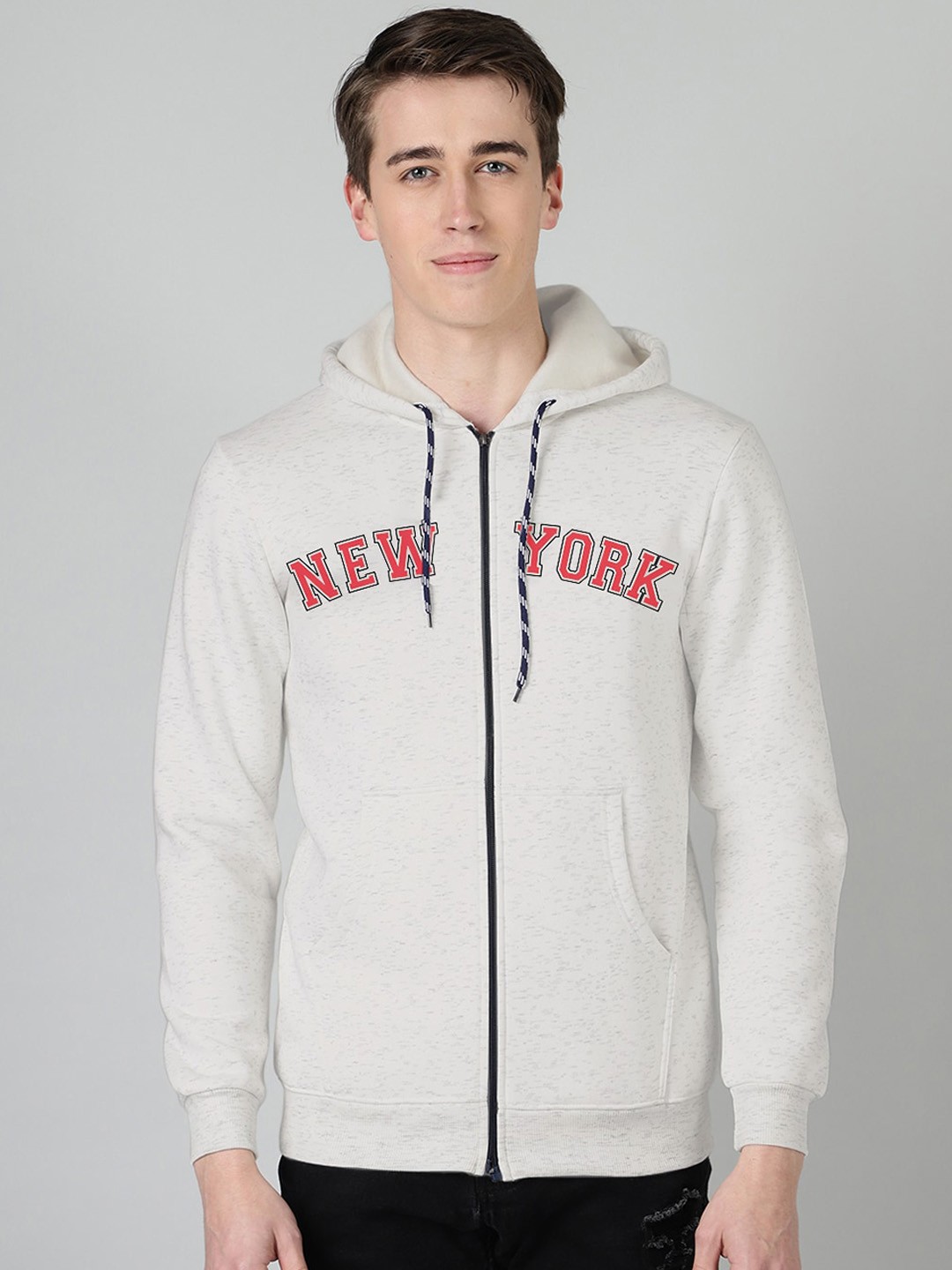 

FTX Typography Printed Hooded Fleece Bomber Jacket, White