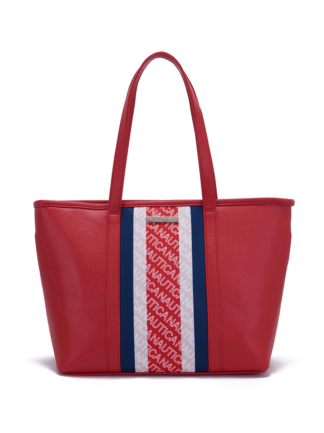

Nautica Typography Printed Oversized Structured Shoulder Bag, Red