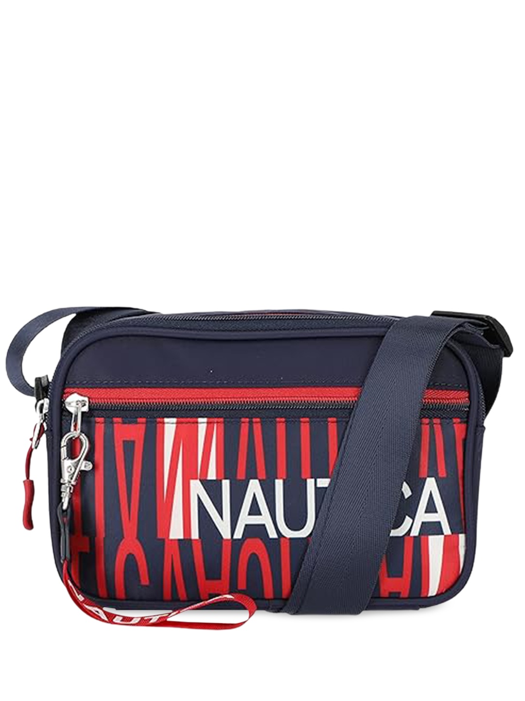 

Nautica Typography Printed Sling Bag, Navy blue