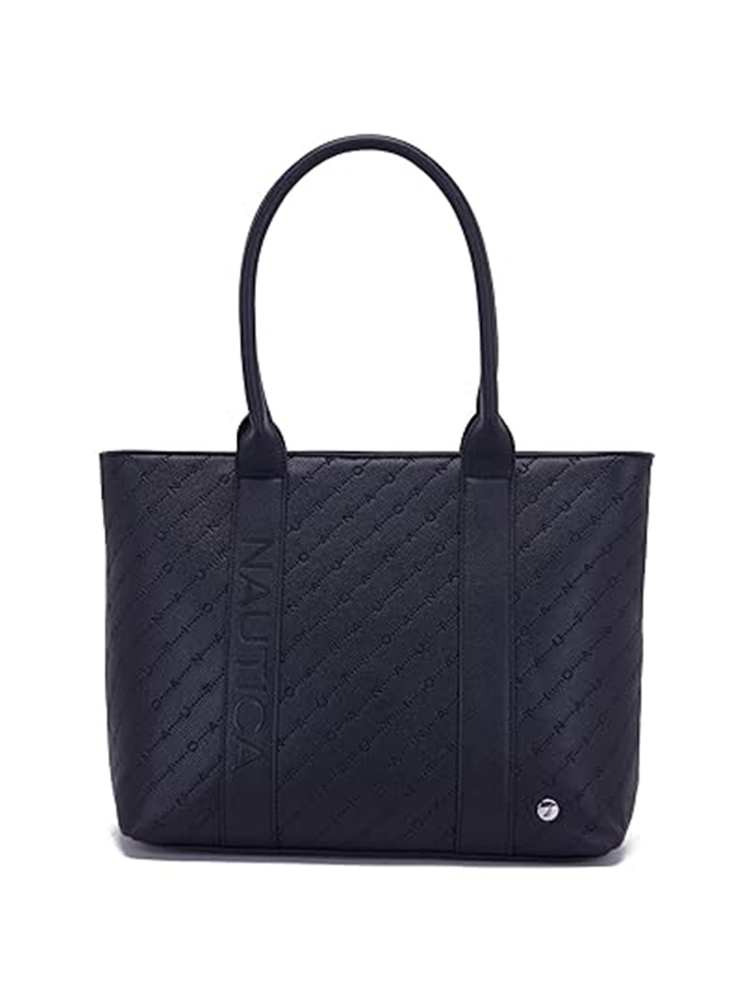 Nautica Textured Oversized Structured Quilted Shoulder Bag, Black
