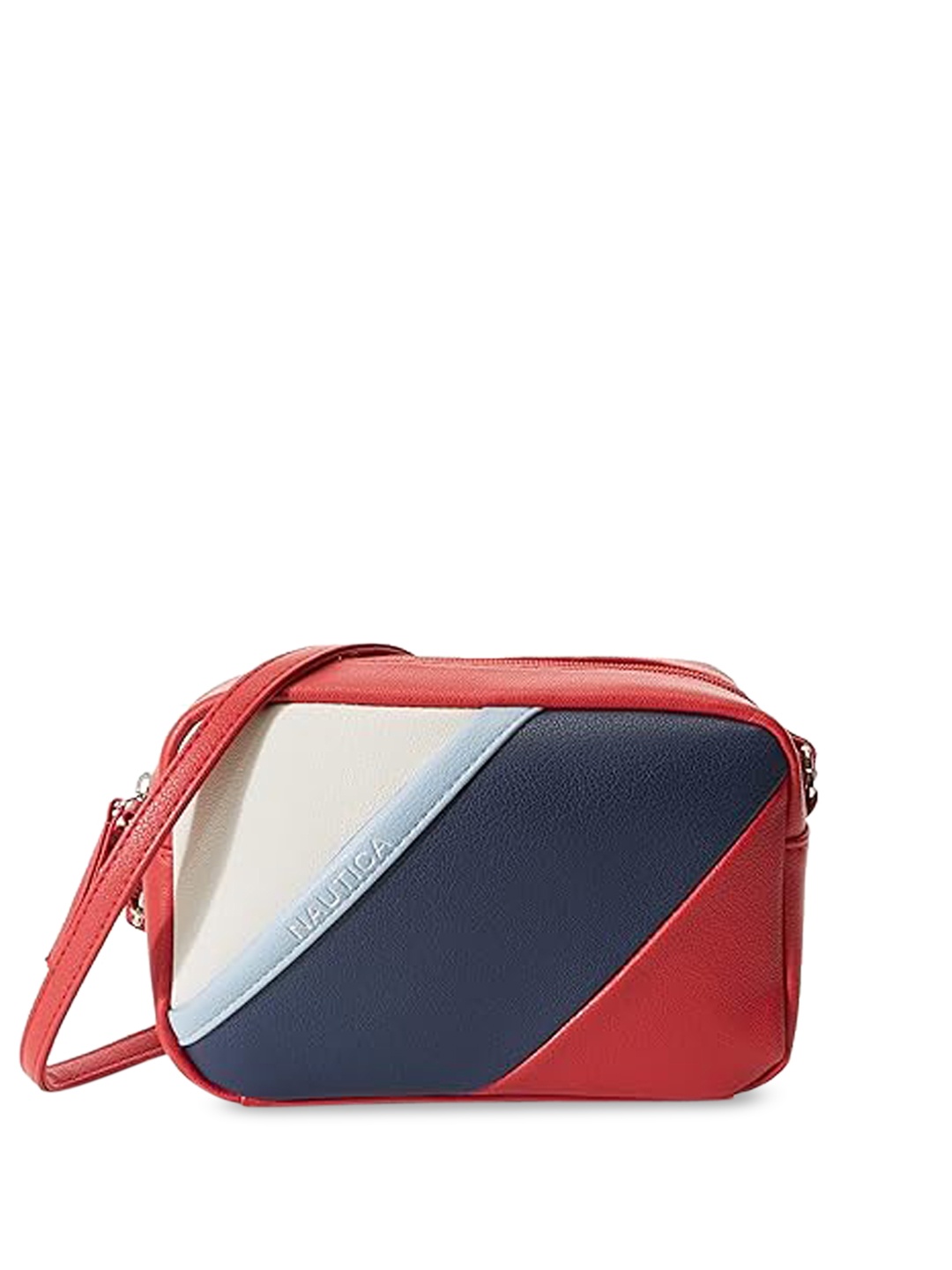 

Nautica Colourblocked PU Swagger Sling Bag, Red