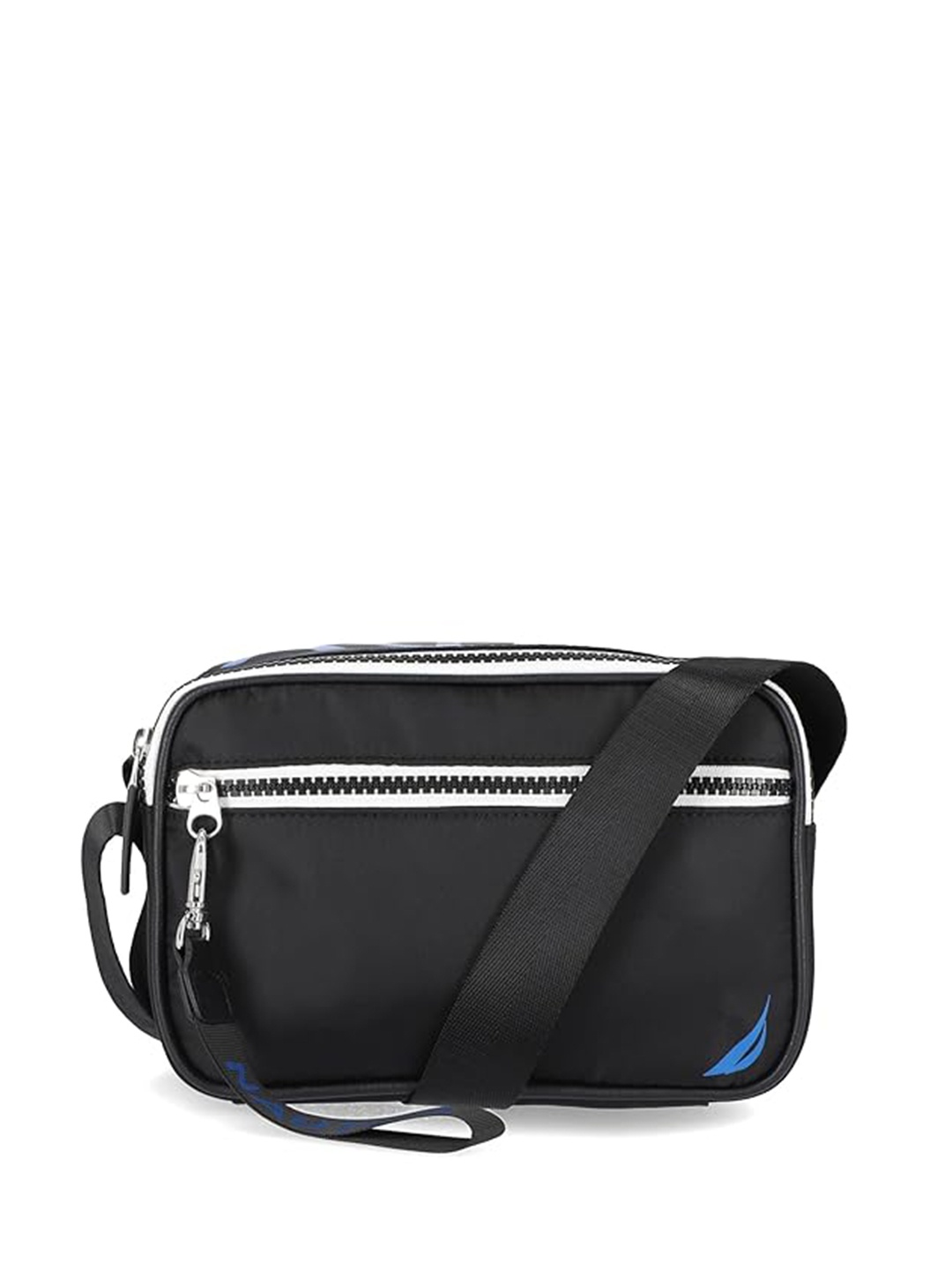 

Nautica Typography Printed Structured Sling Bag, Black