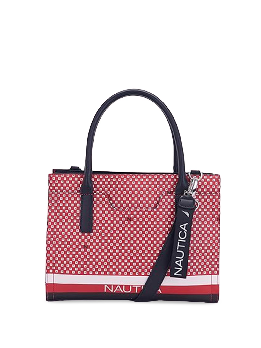

Nautica Geometric Printed Structured Handheld Bag, Red