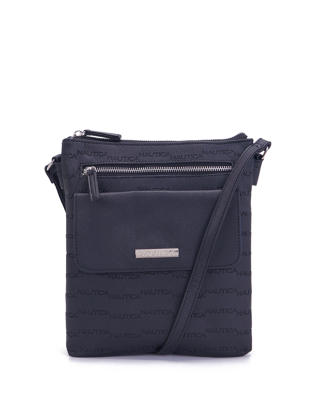 

Nautica Brand Logo Printed Structured Sling Bag, Navy blue