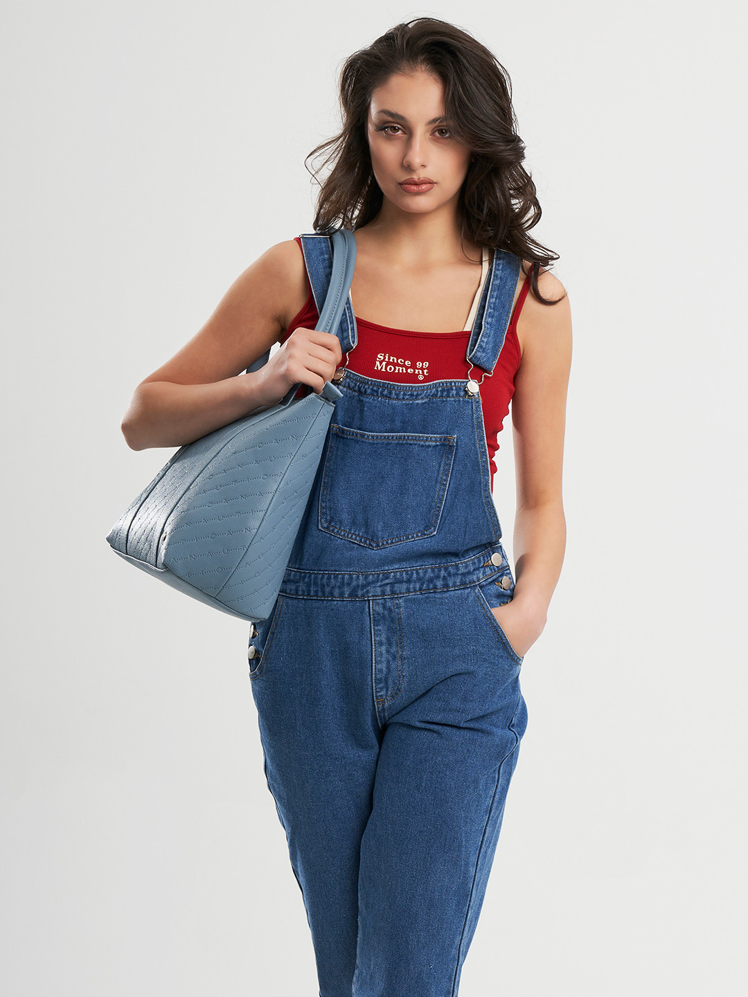 

Nautica Brand Logo Textured Structured Shoulder Bag, Blue