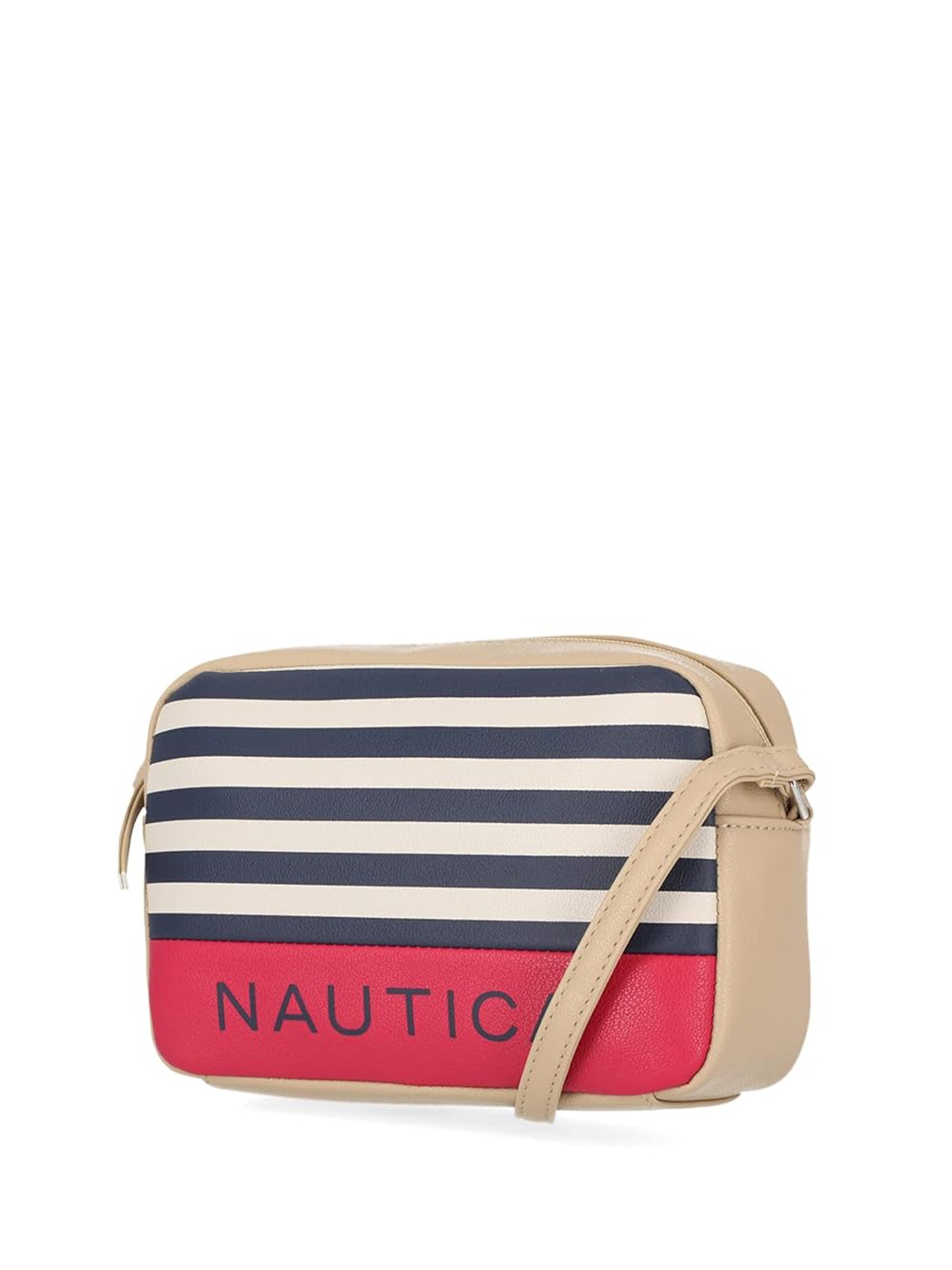 

Nautica Striped PU Adjustable Sling Bag, Beige