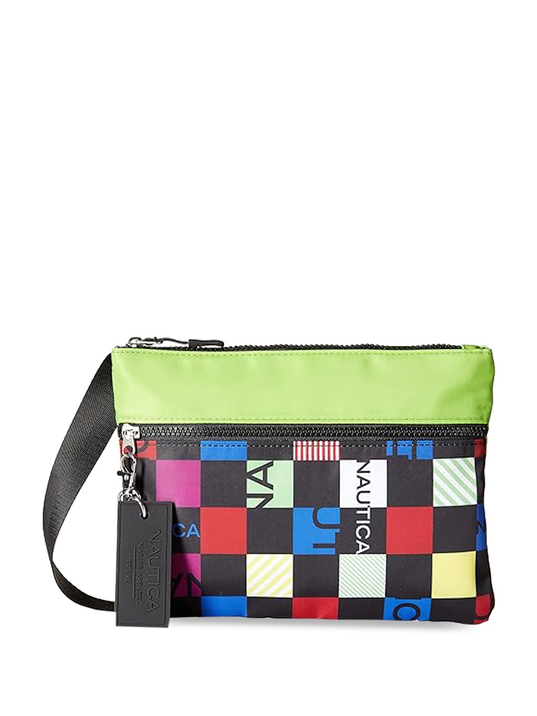 

Nautica Geometric Printed Structured Sling Bag, Green