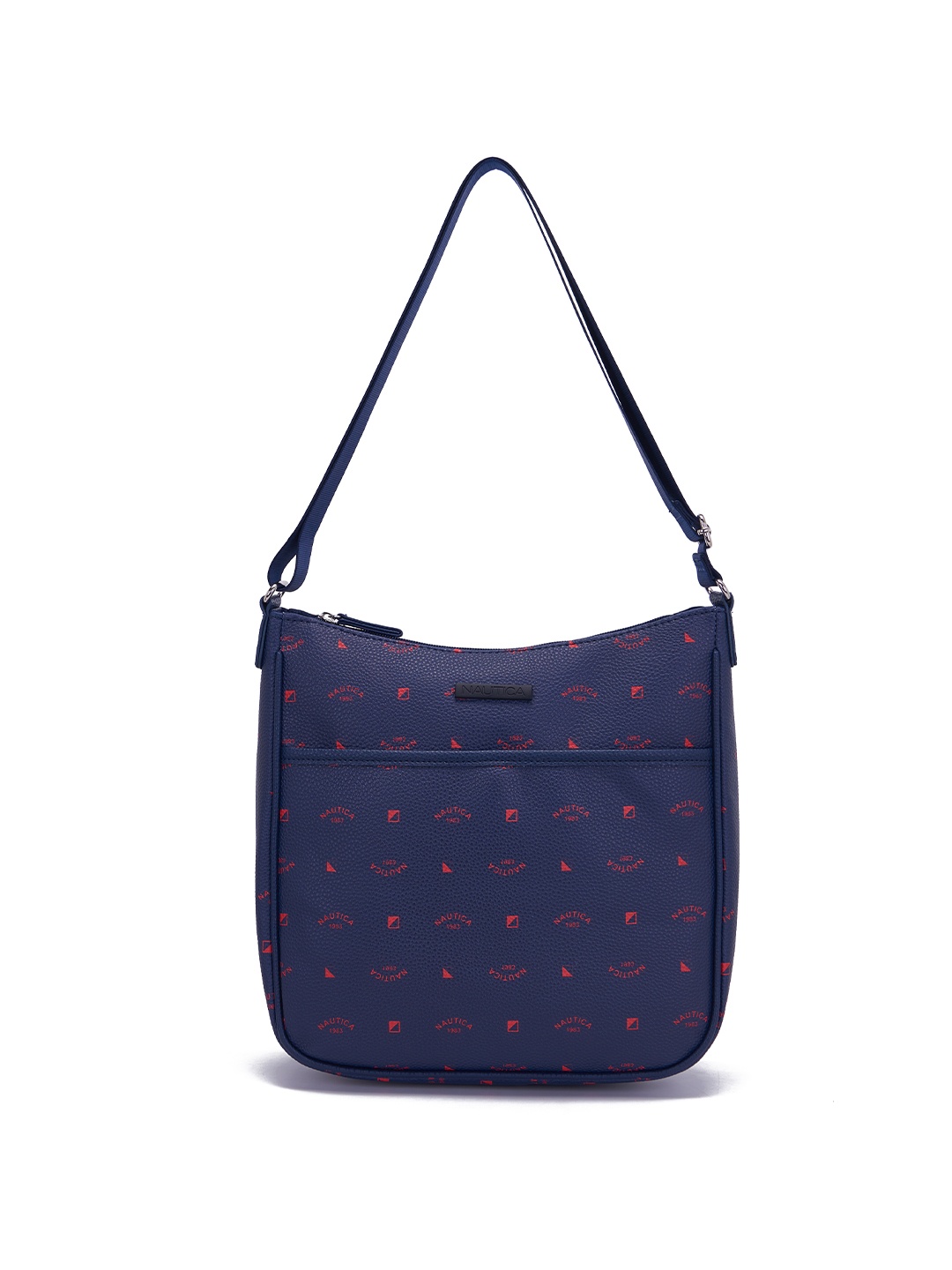 

Nautica Typography Printed PU Shopper Hobo Bag, Navy blue