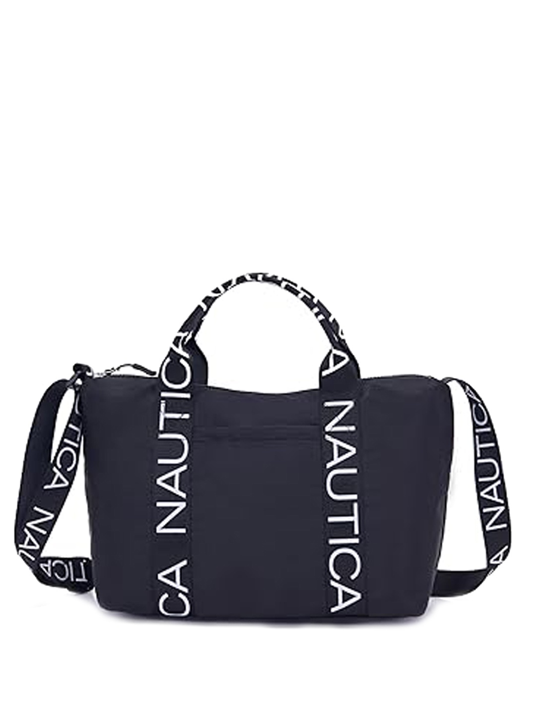 

Nautica Typography Printed Structured Tote Bag with Tasselled, Black