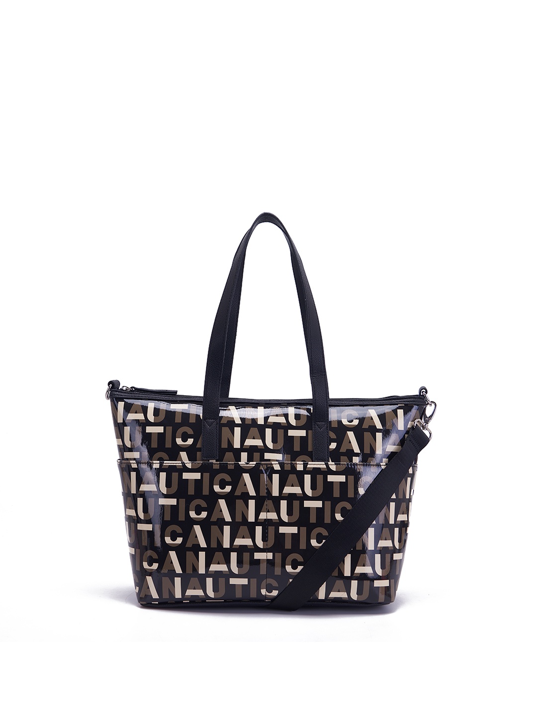 

Nautica Typography Printed Structured Tote Bag, Black