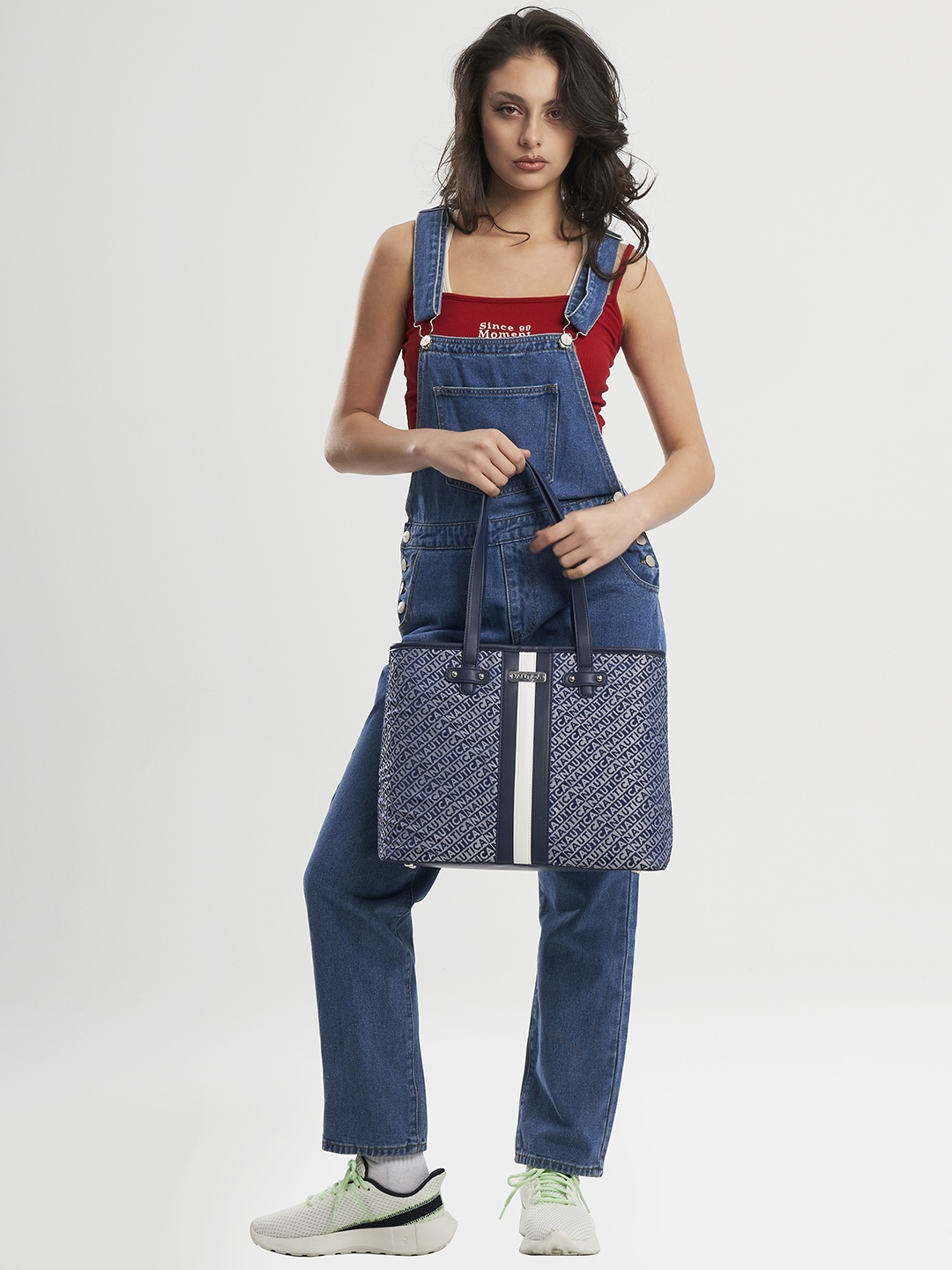 

Nautica Typography Printed Shopper Tote Bag Up to 16 inch, Navy blue