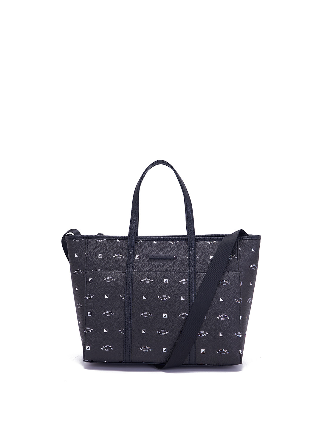 

Nautica Brand Logo Printed Structured Handheld Bag, Black