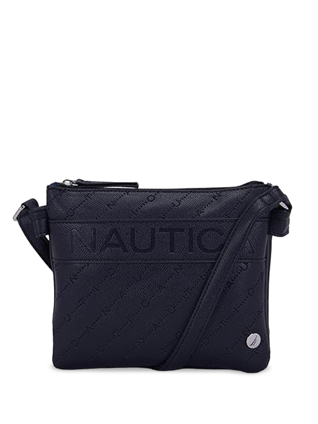 

Nautica Typography Printed Structured Sling Bag, Black