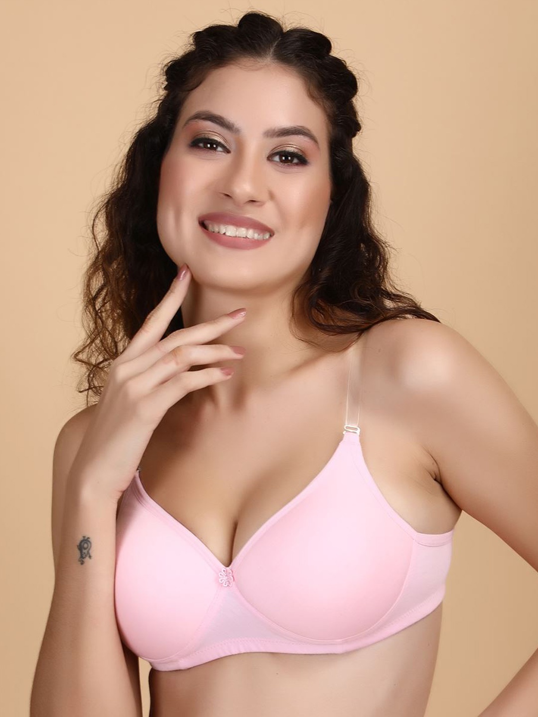 

Hill Islands Full Coverage Heavily Padded Everyday Cotton Bra With All Day Comfort, Pink