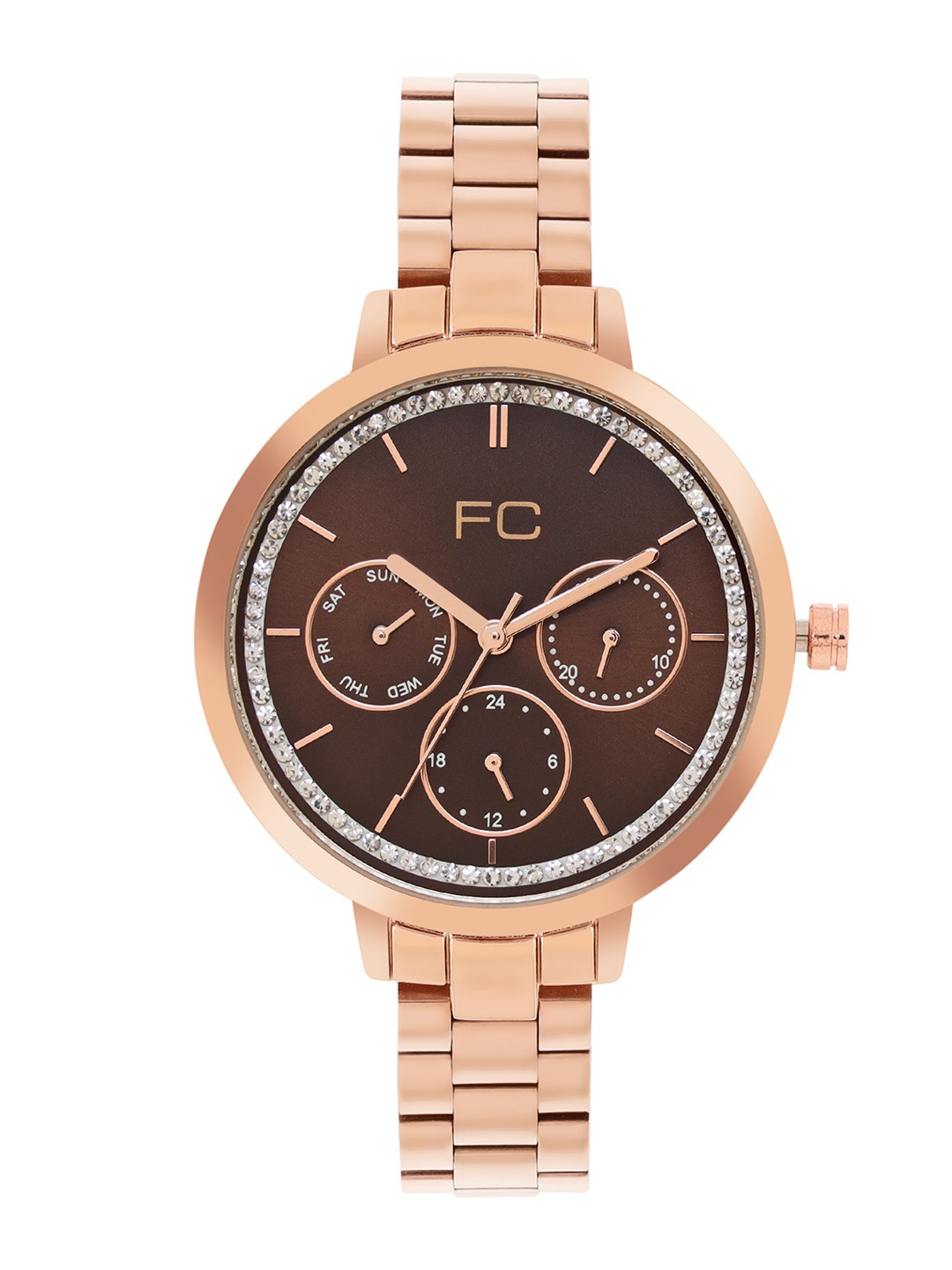 

French Connection Women Embellished Dial & Stainless Steel Analogue Watch FCN00074D, Brown