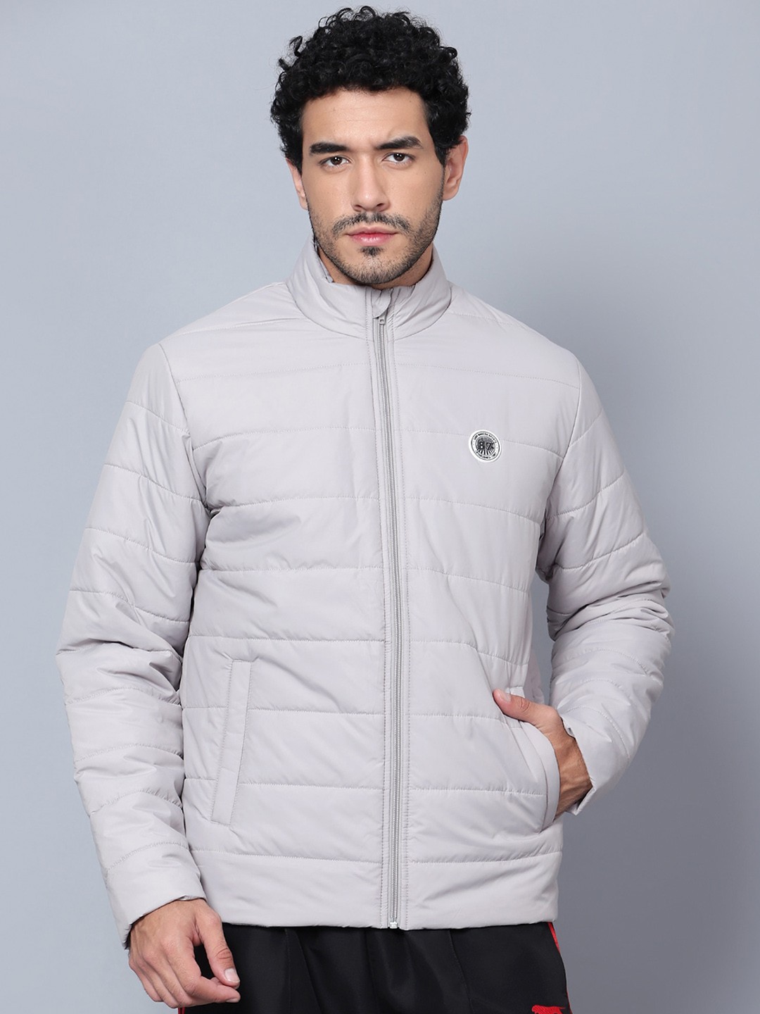 

Shiv Naresh Mock Collar Long Sleeves Lightweight Padded Jacket, Grey